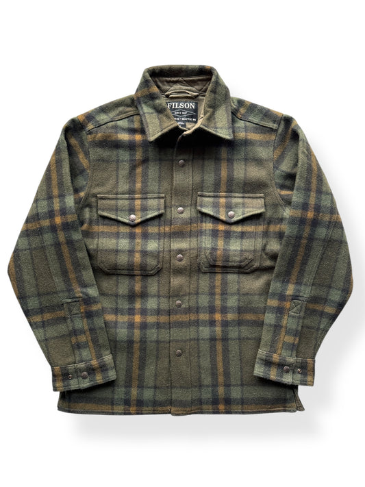 Front of Filson Green Black Lined Jac Shirt SZ S