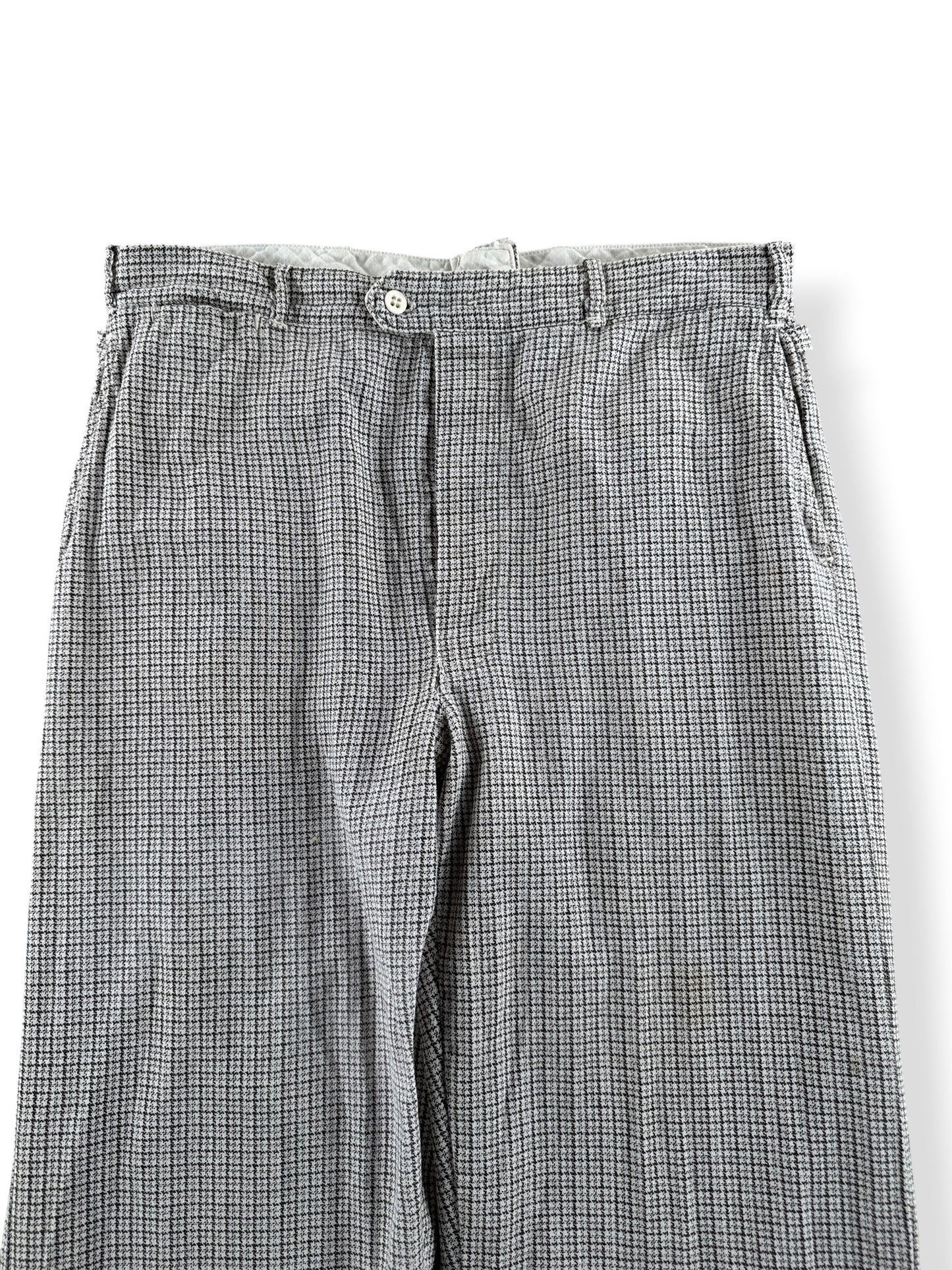 Waist on Vintage 40s Plaid Cotton Side Cinch Trousers W34