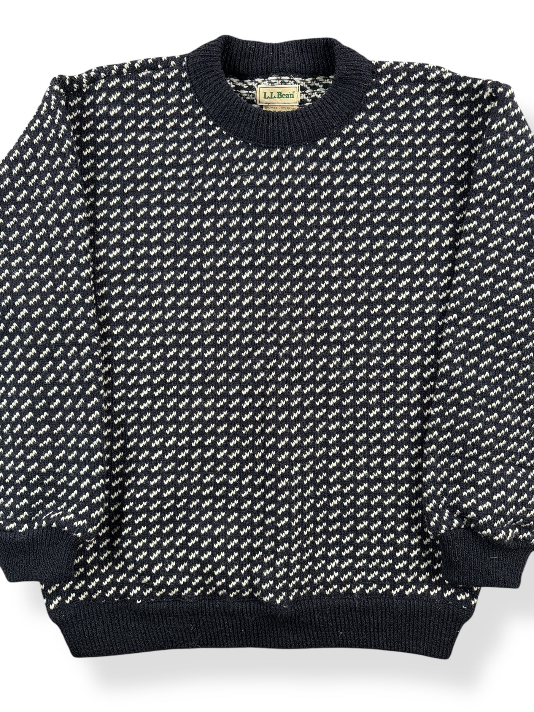 Front Close Up of Vintage L.L. Bean Norwegian Birdseye Sweater SZ L