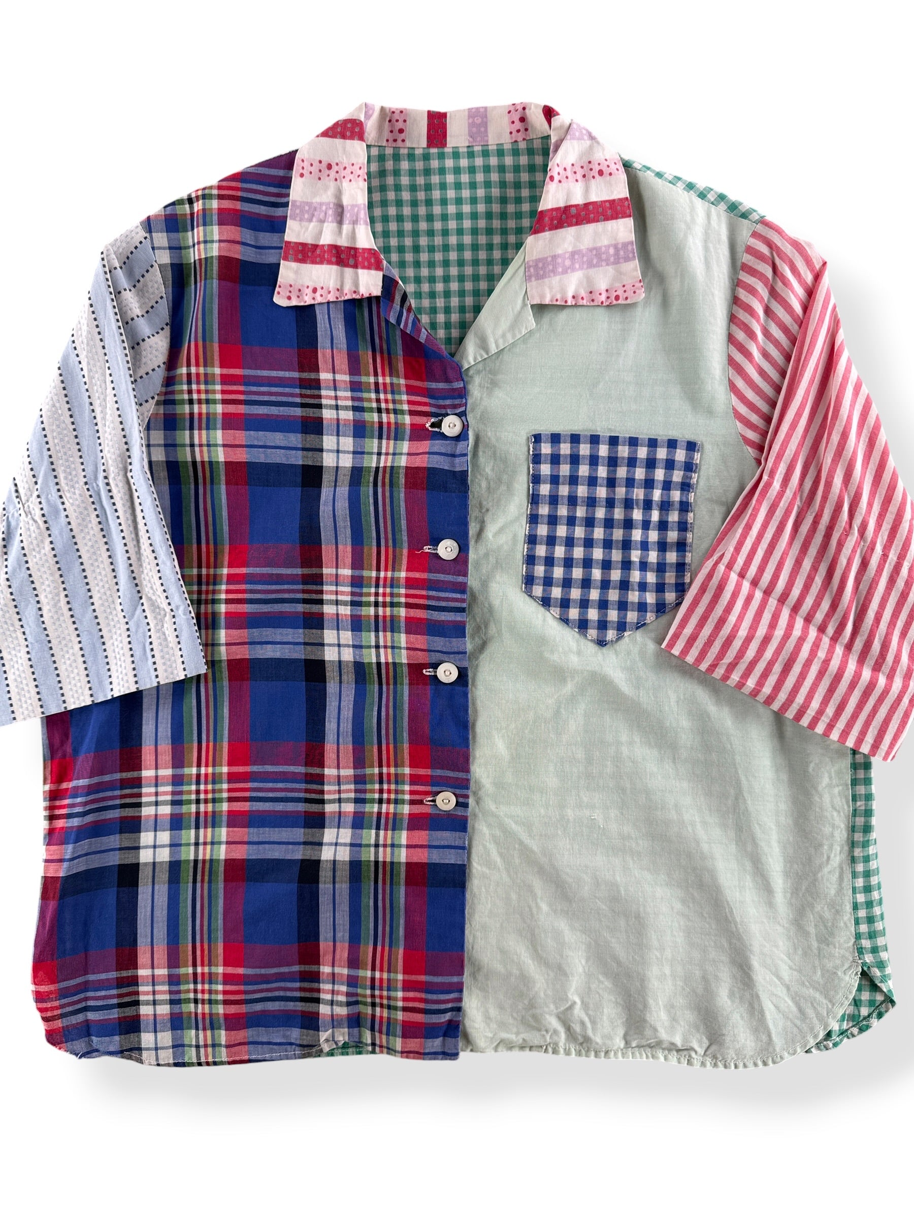 Close-up of Vintage Cotton Patchwork Shirt SZ M