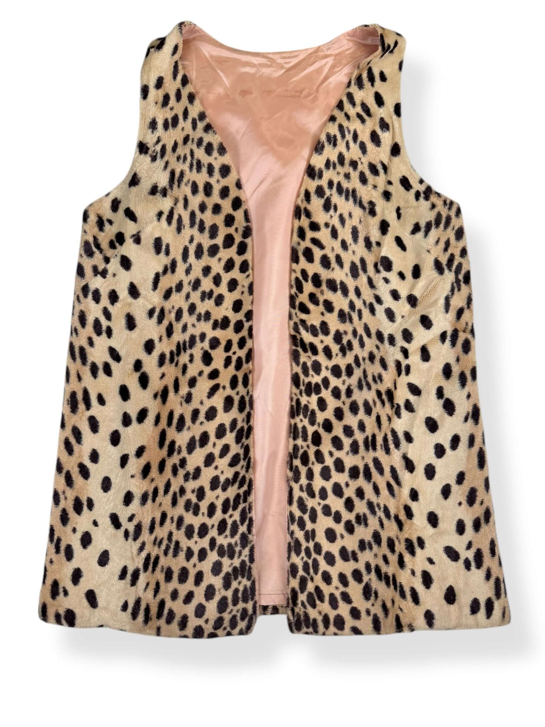 Front view of 1960s Faux Leopard Vest L