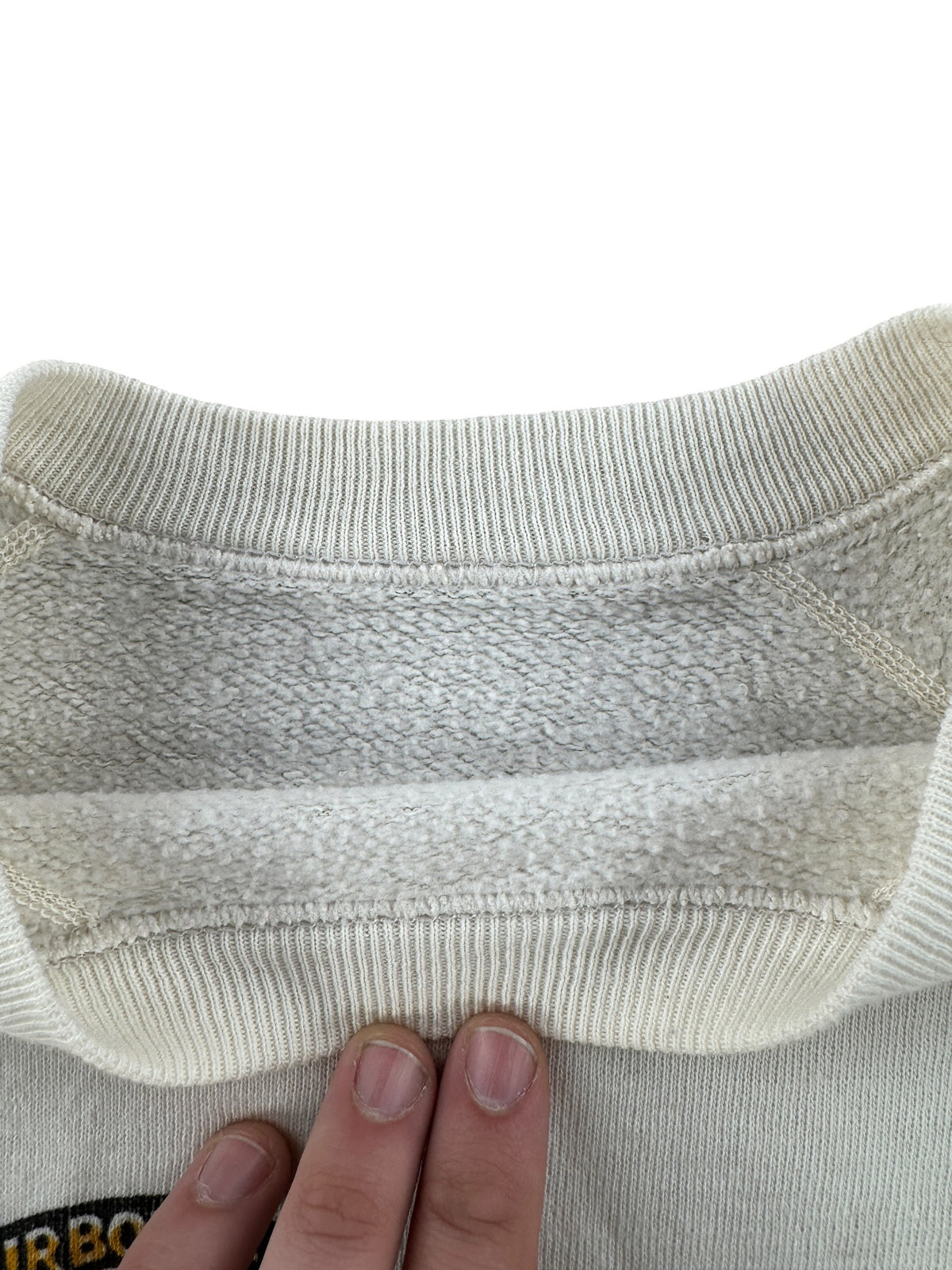 Inside of collar on Vintage 70s Green Beret Special Forces Crewneck SZ L