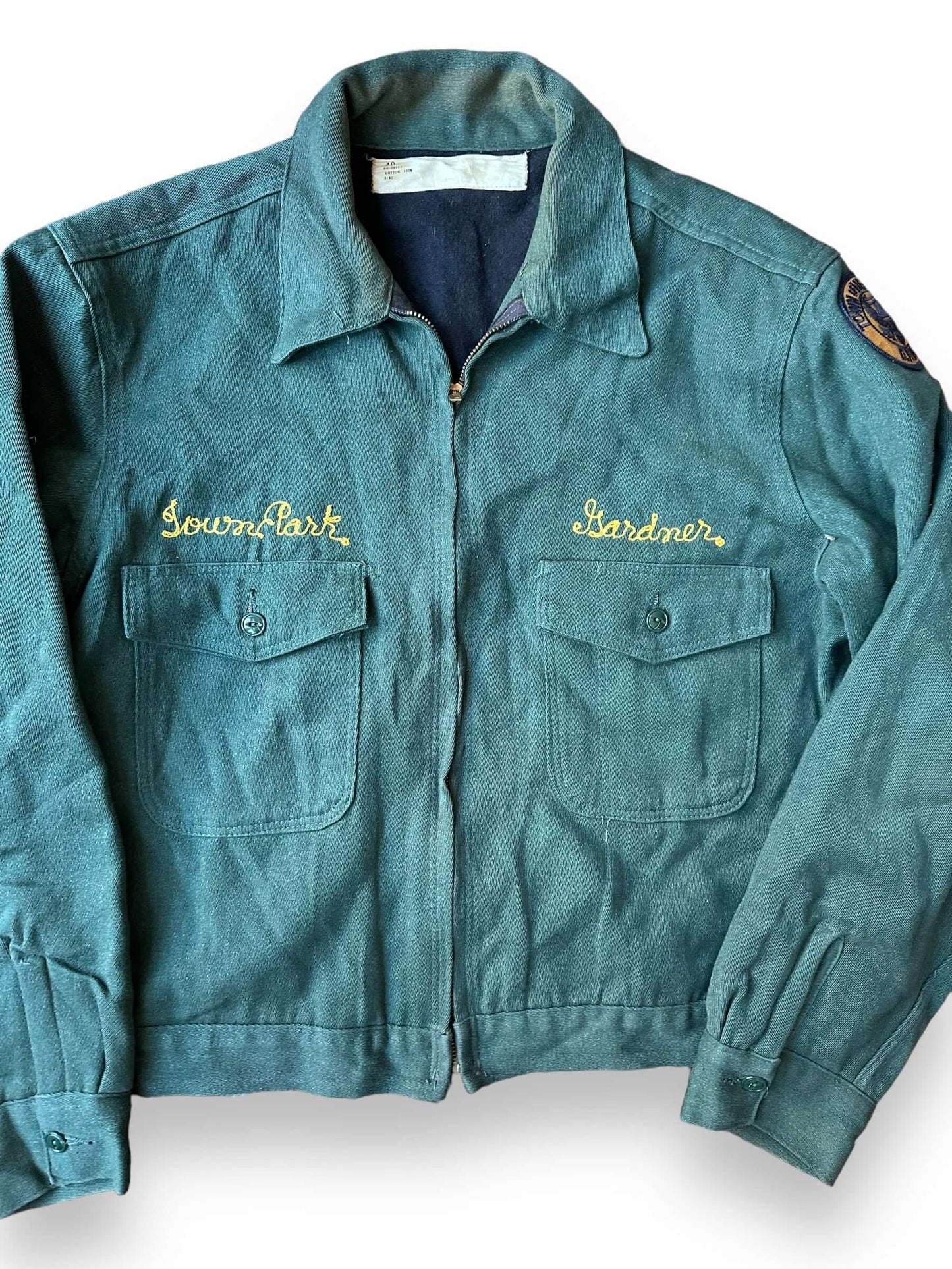 front close up of Vintage Hempstead Town Park Lined Work Jacket SZ 40