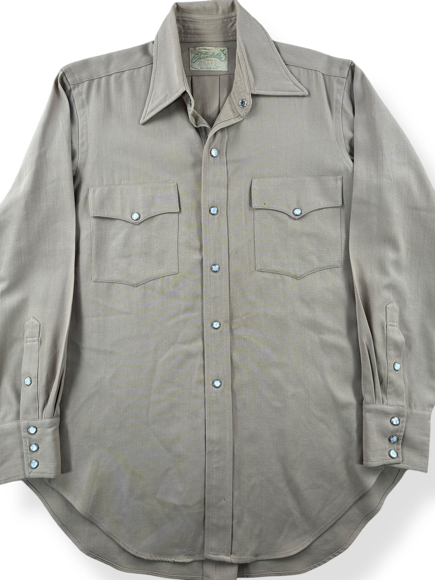 Front Vintage 60s Era Gabardine Pearlsnap SZ M