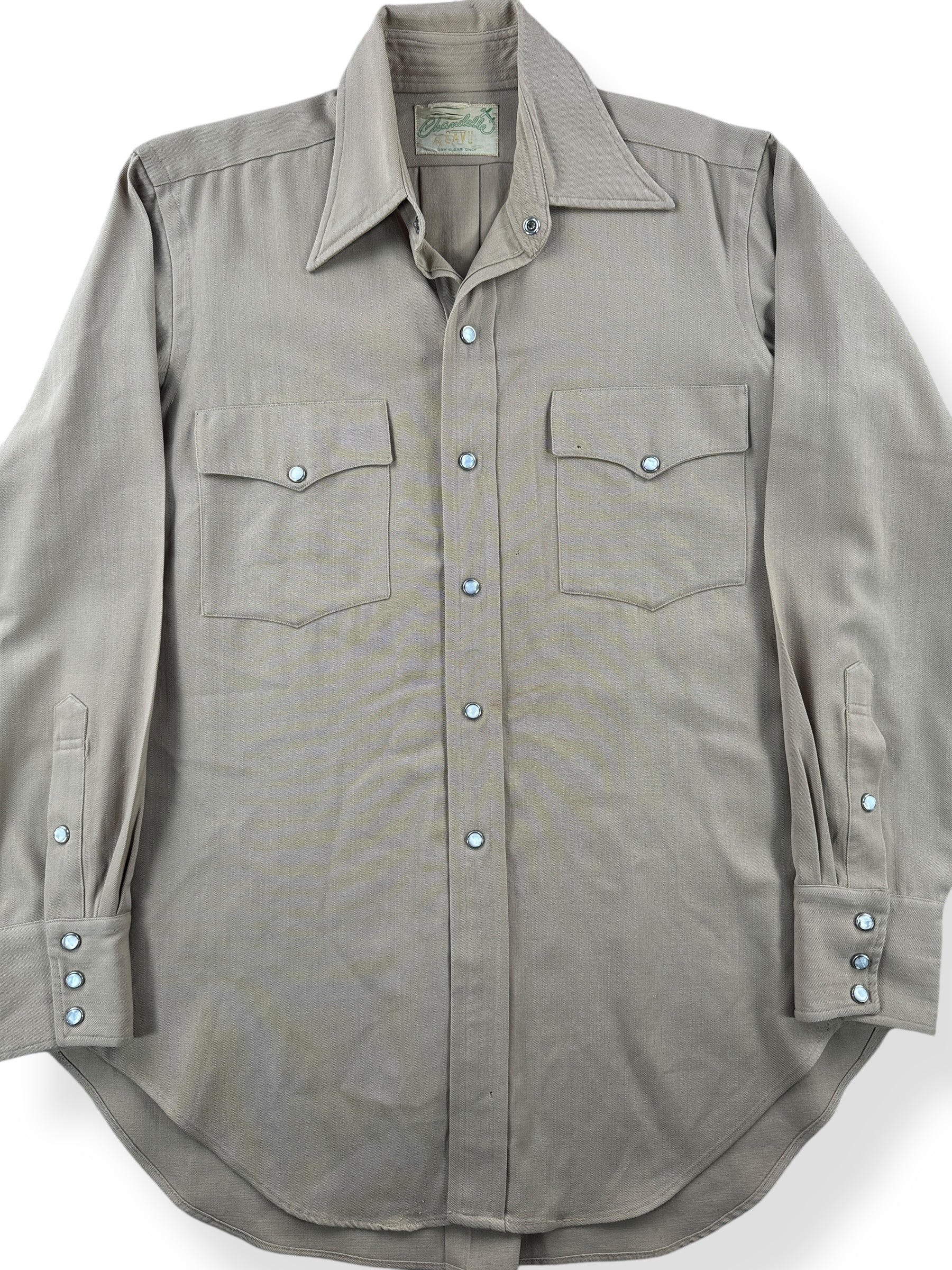 Front Vintage 60s Era Gabardine Pearlsnap SZ M