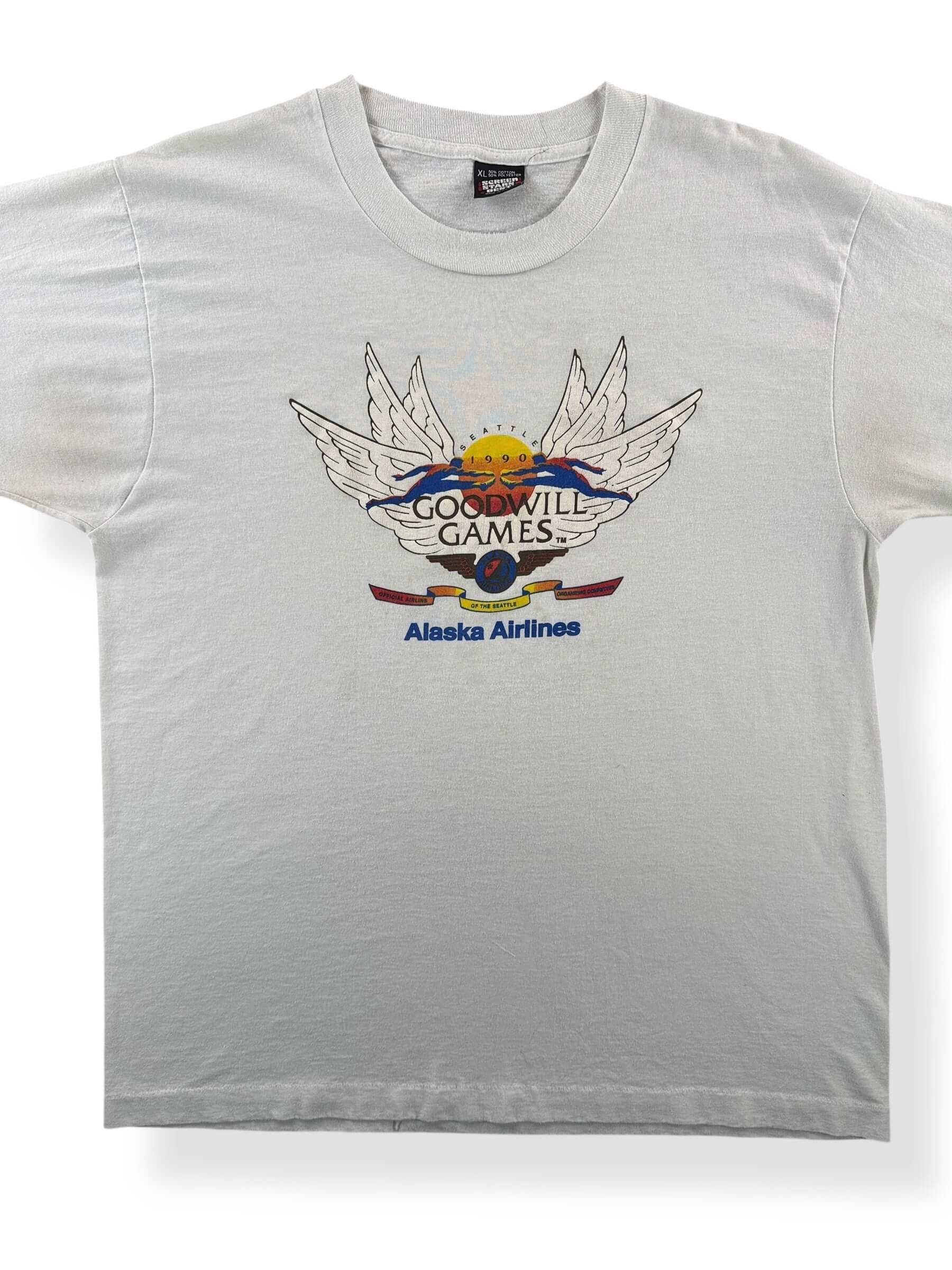 Front Close Up of Vintage 1990 Seattle Goodwill Games Tee SZ XL (fits L)