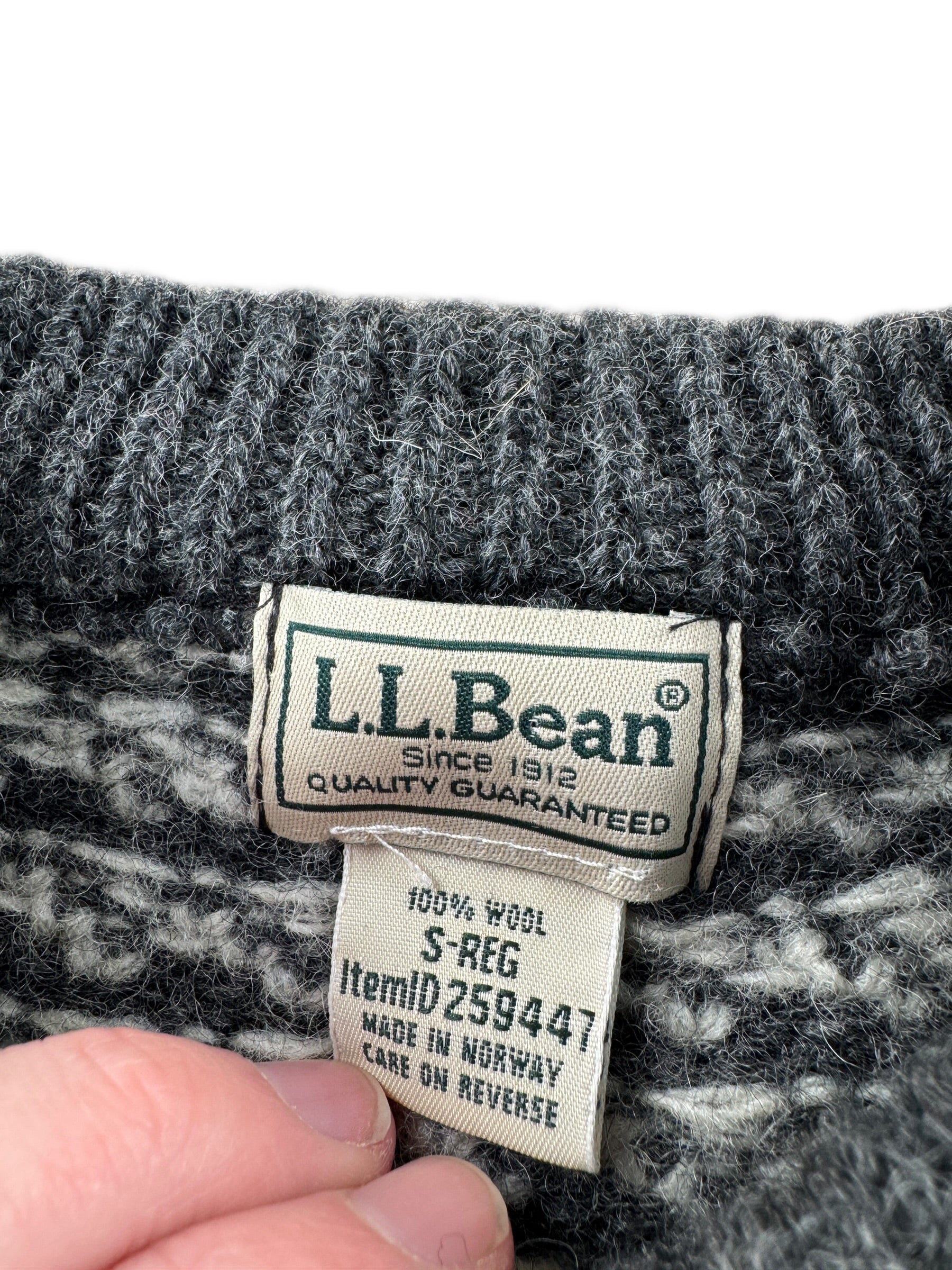 Tag on Vintage L.L. Bean Nordic Birdseye Sweater SZ S