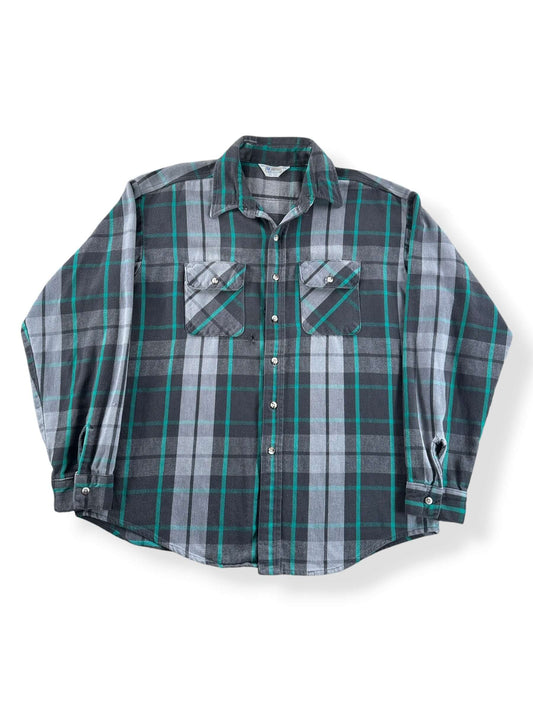 Front of Vintage Five Brothers Grey and Green Cotton Flannel SZ XXL Tall