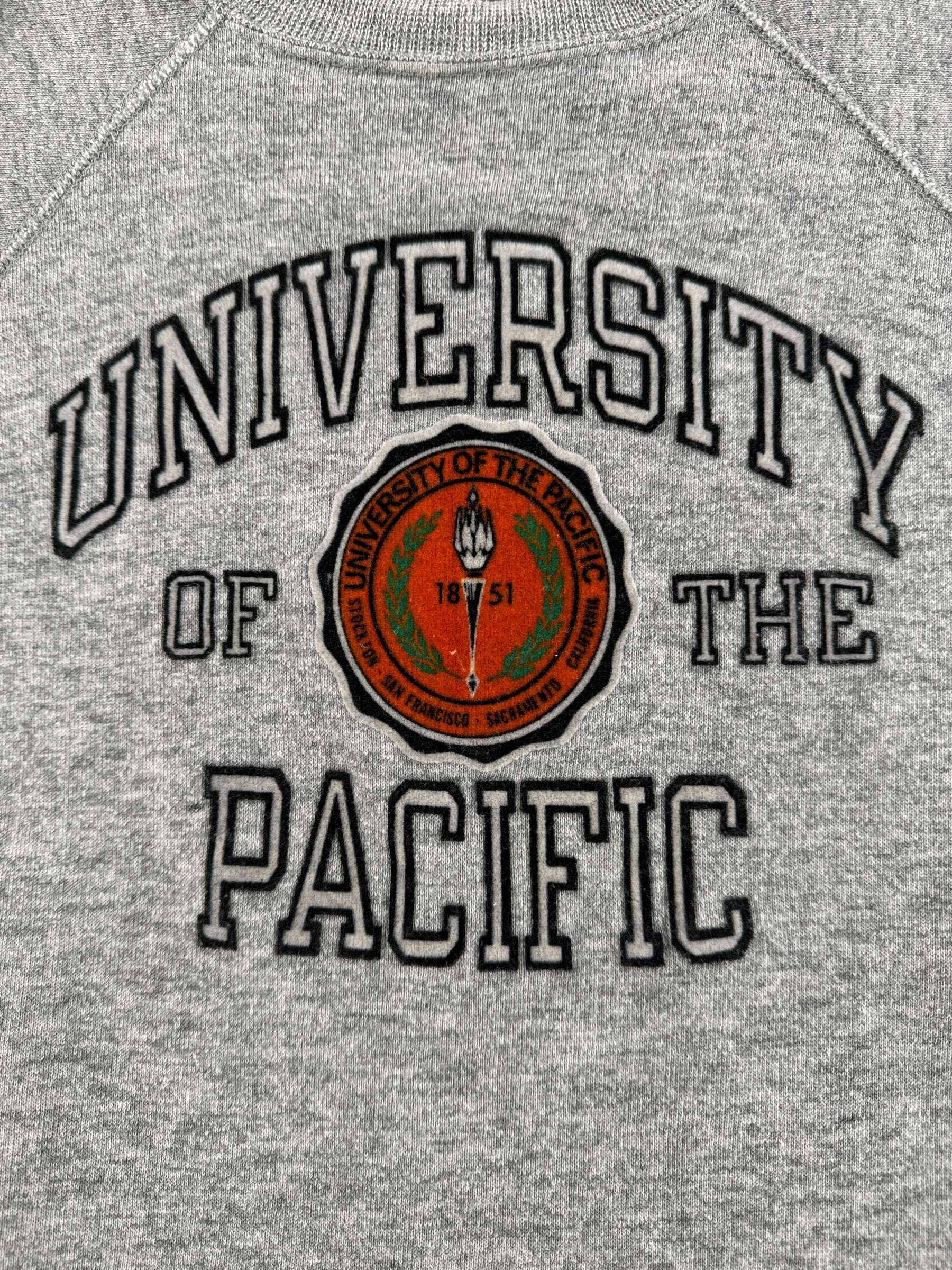 Graphic on Vintage Champion University of the Pacific Puff Paint Crewneck SZ XL (Fits M)