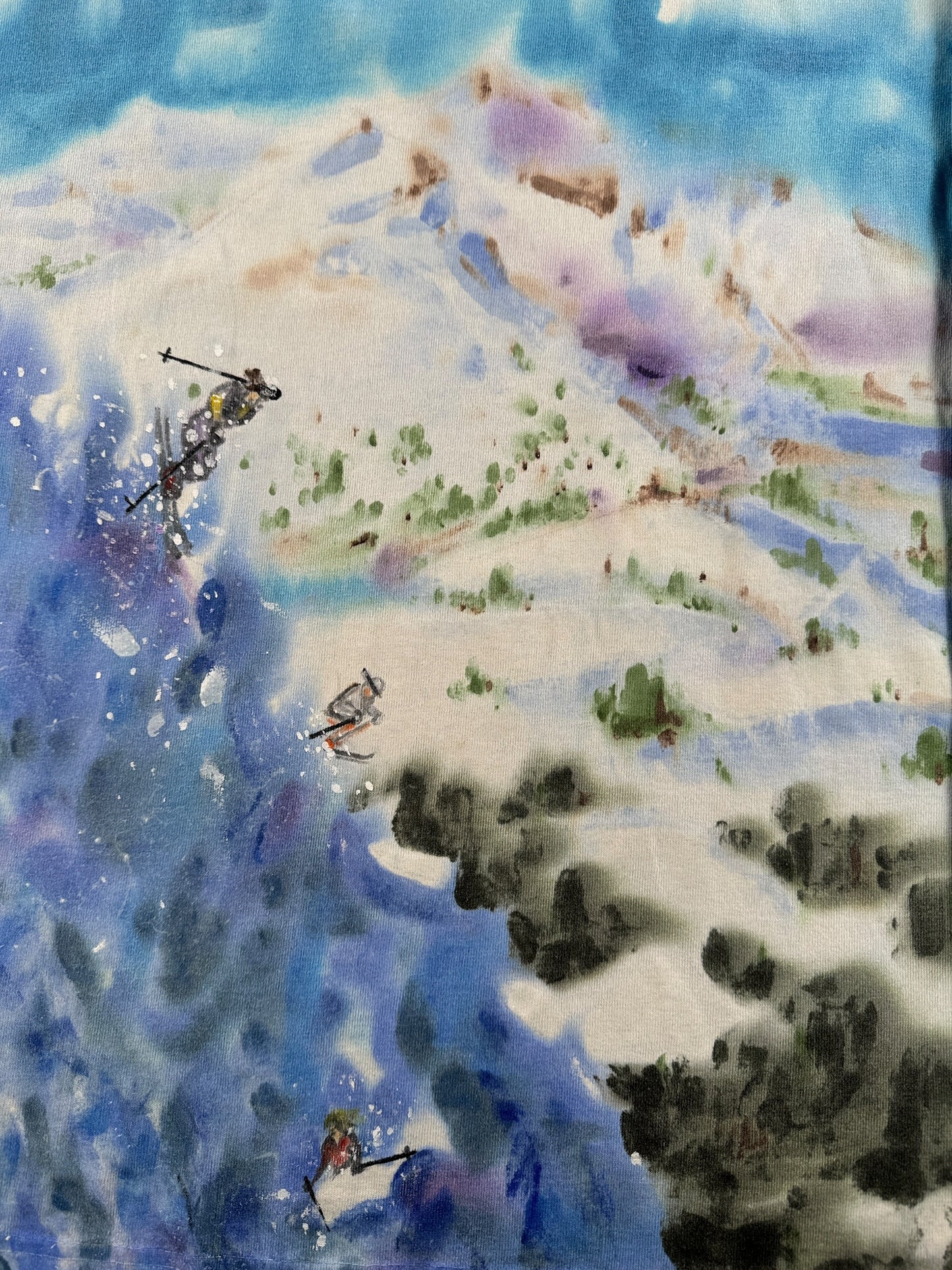Design on Vintage Hand Painted Art Skier Tee SZ L