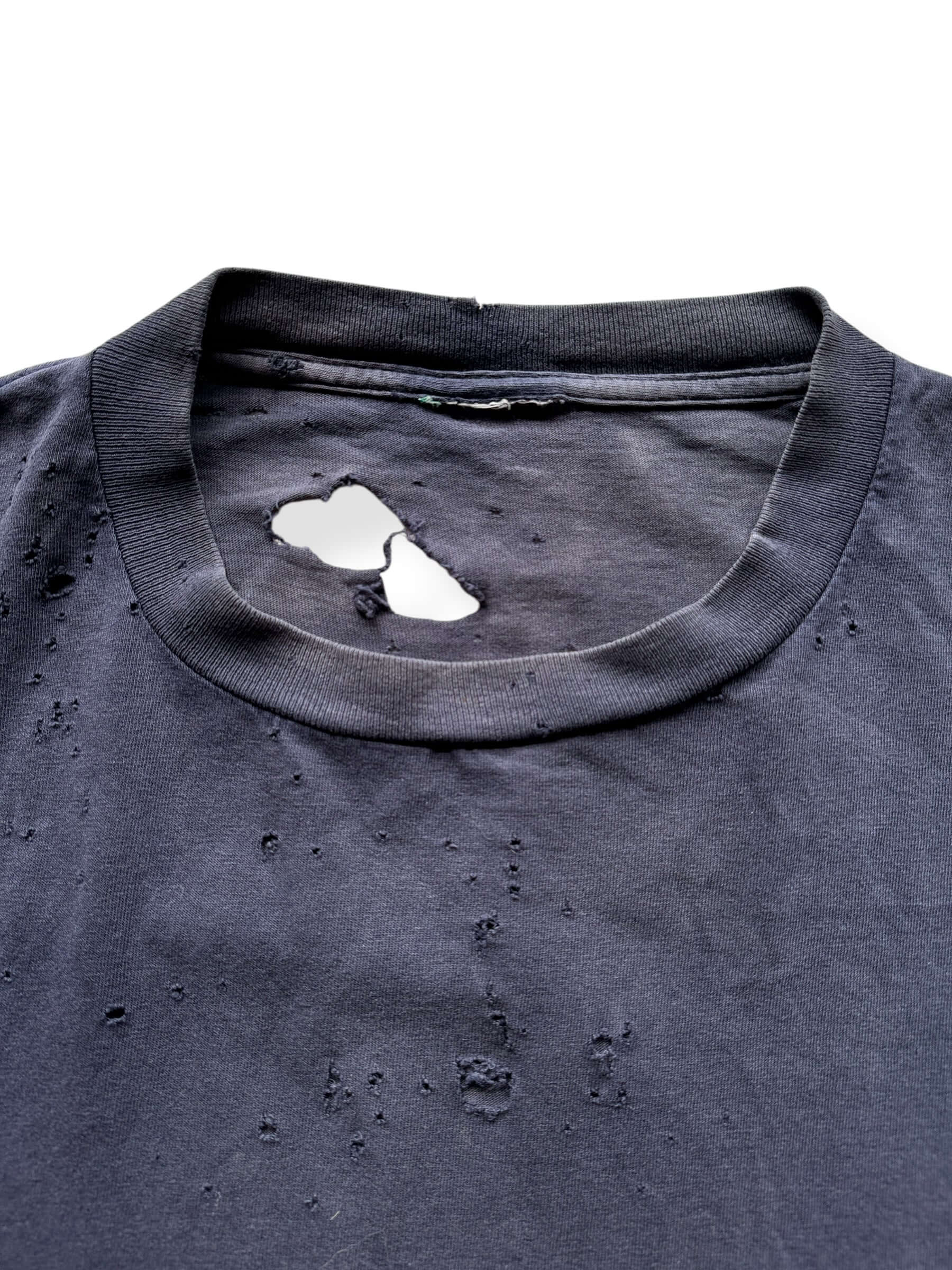 Collar on Thrashed Black Blank Tee SZ XL