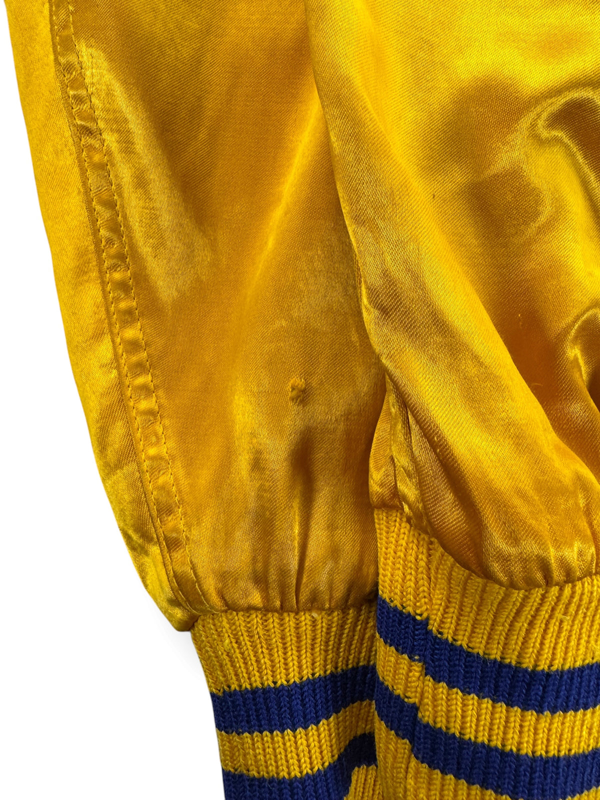 Small hole on back of sleeve of Vintage 40s Goodyear Tires Satin Jacket SZ 42