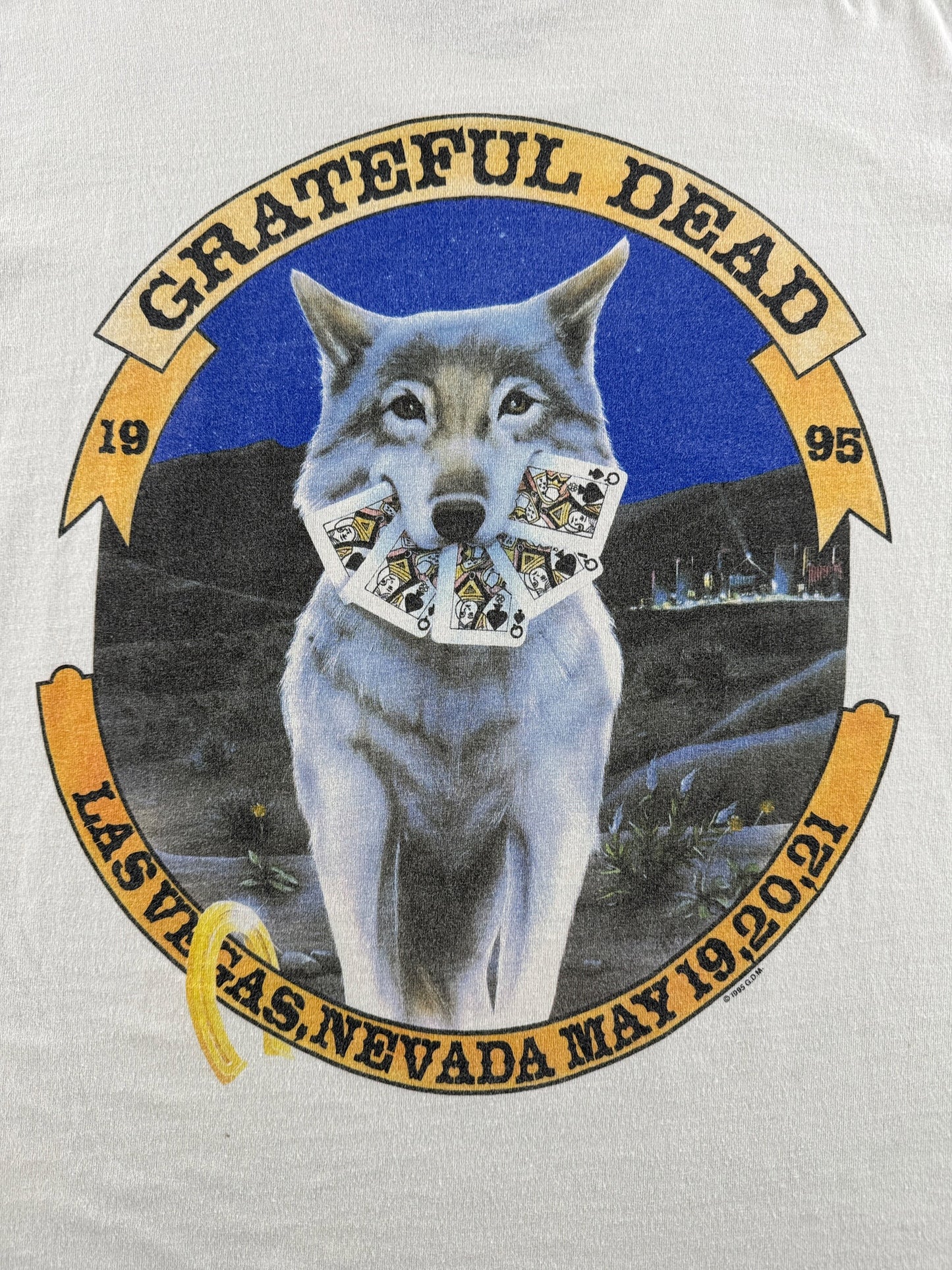 Back Graphic of Vintage 1995 Richard Biffle Grateful Dead Las Vegas Tour Tee SZ XL