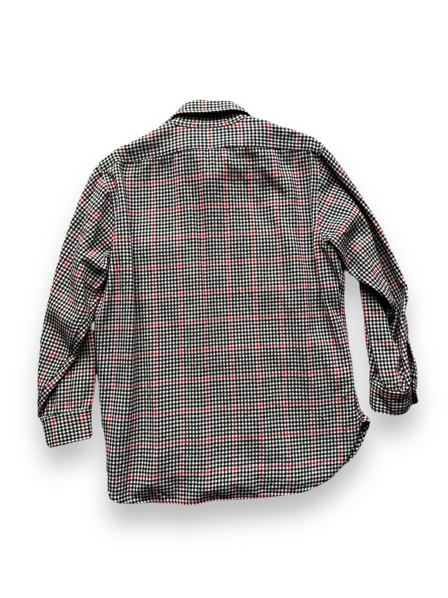 back of Vintage Pendleton Black/White/Red Wool Flannel SZ L