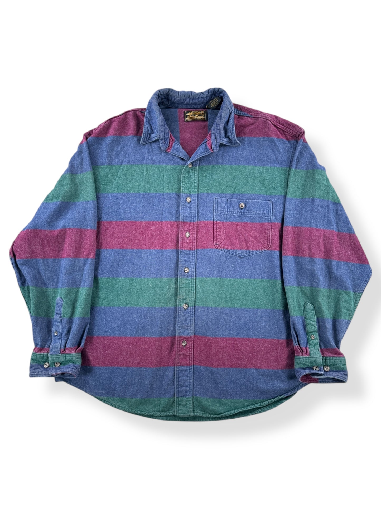 Front of Vintage Eddie Bauer Striped Chamois Shirt SZ XL