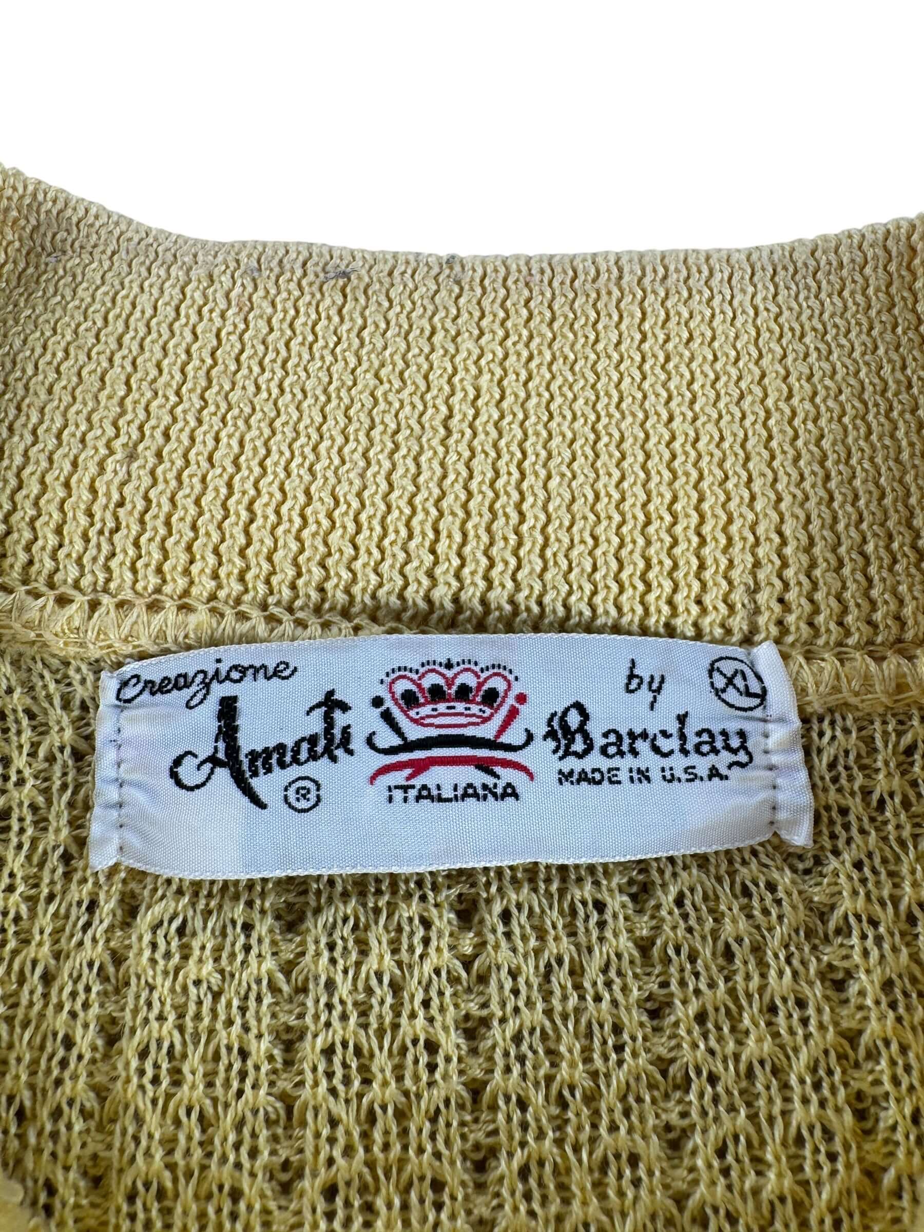 Tag on Vintage Barclay Yellow Knit Polo SZ XL (Fits M)