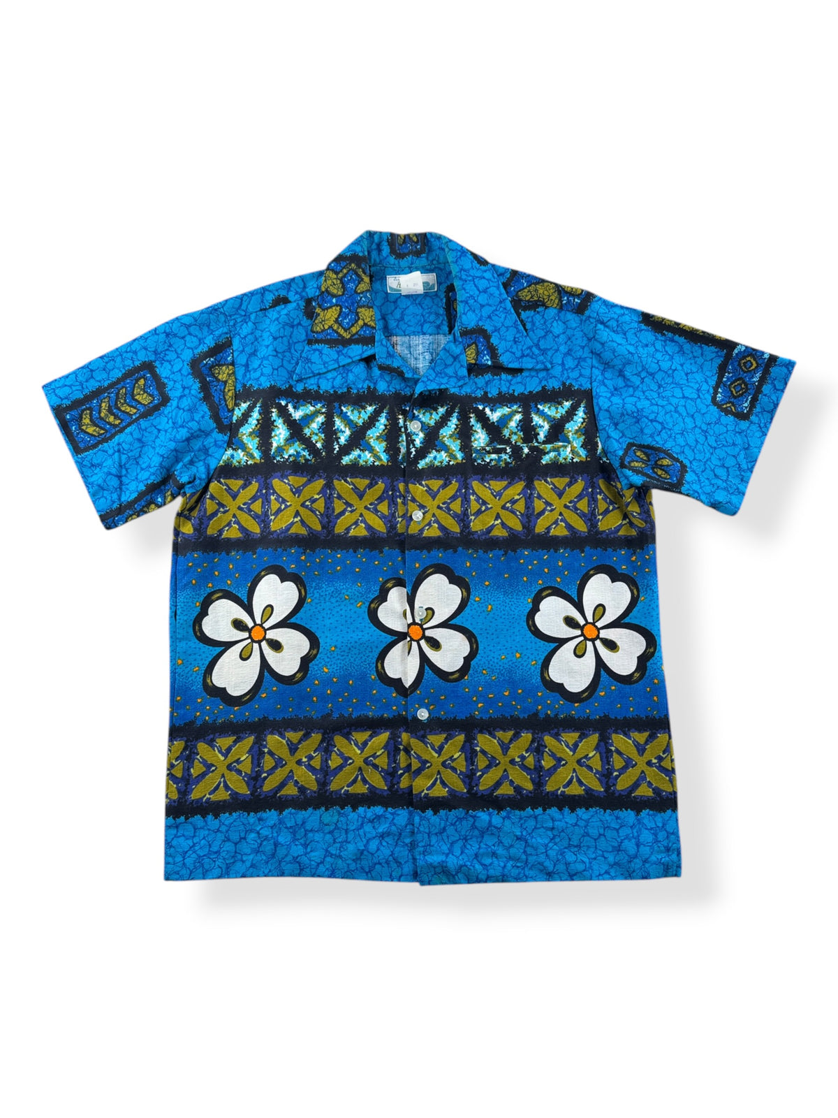 Front of Vintage Penney's Barkcloth Aloha SZ M
