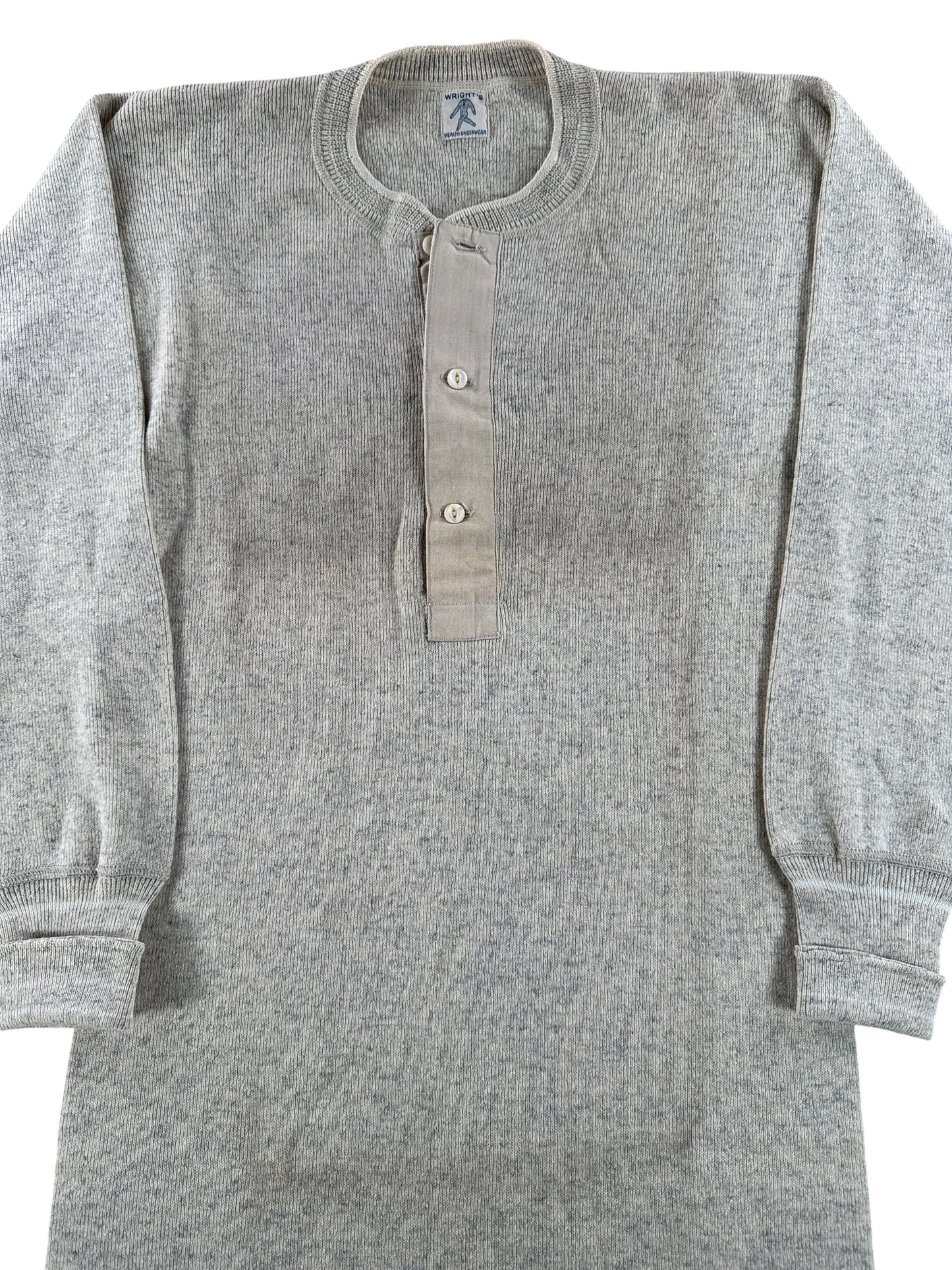 Front Close Up of Vintage Wright's Wool Henley SZ S