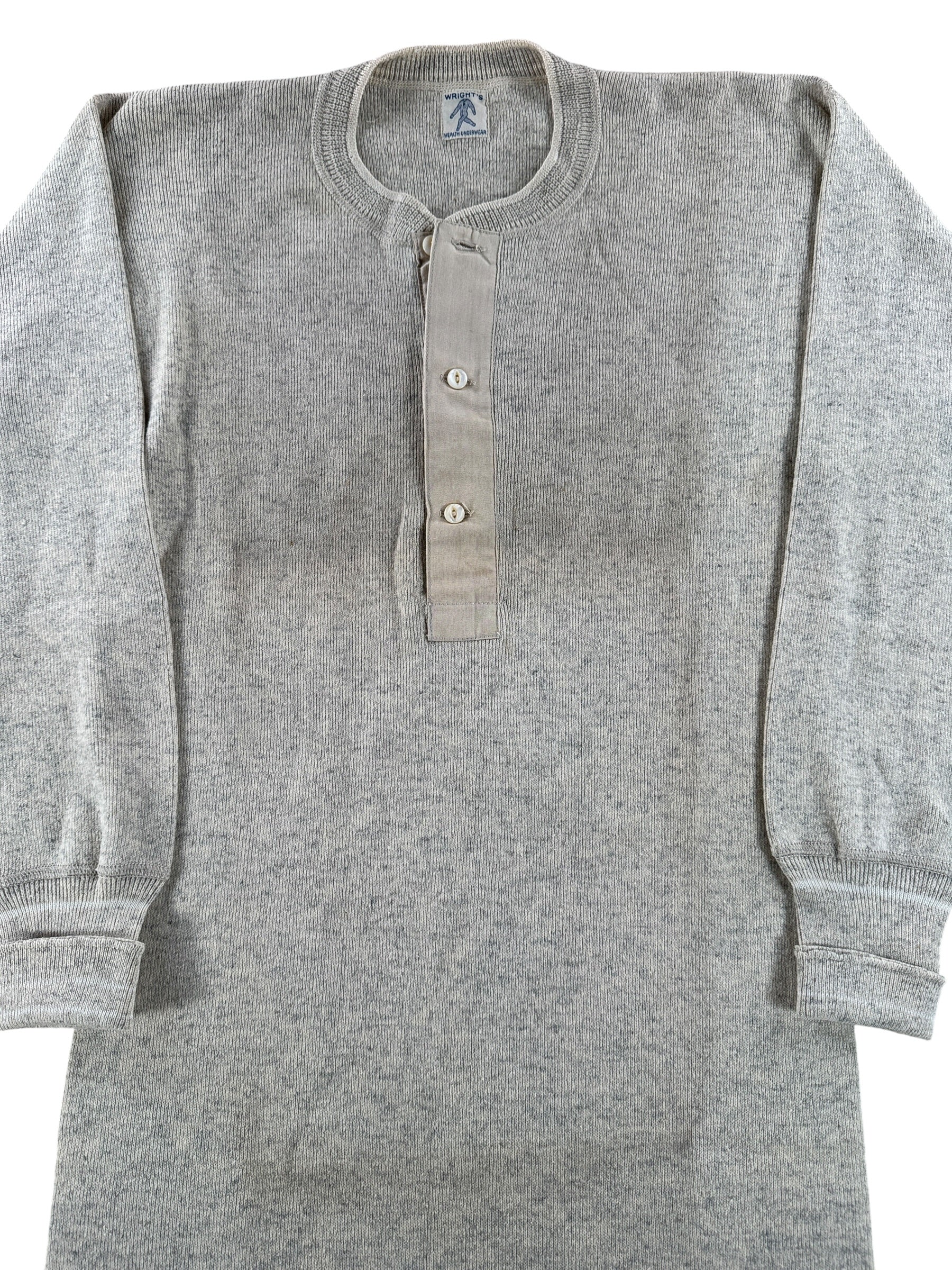 Front Close Up of Vintage Wright's Wool Henley SZ S