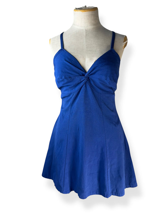 Front view of 1960s Navy Blue Kerrybrook Bathing Suit M-L