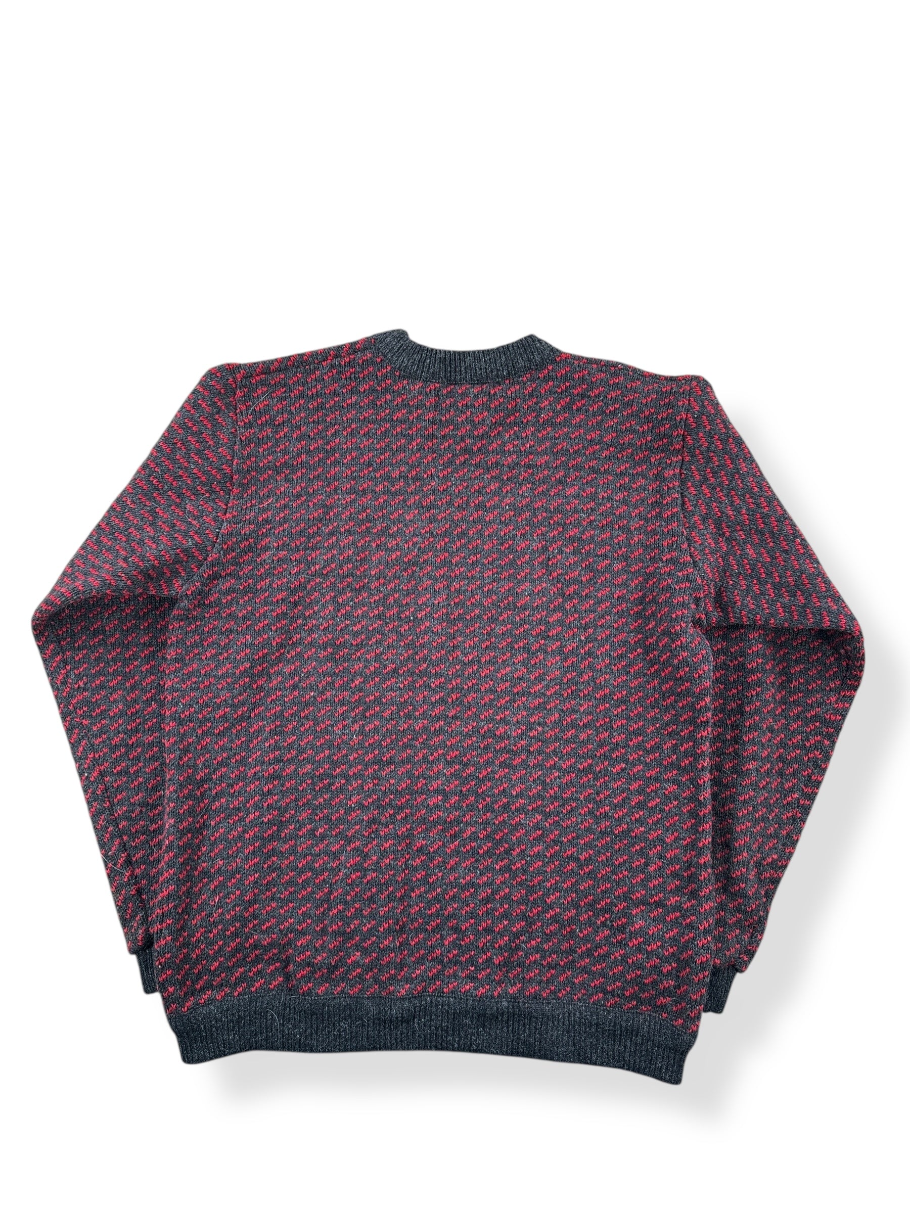 Back of Vintage Men's LL Bean Birdseye Sweater Red & Grey SZ Tall L