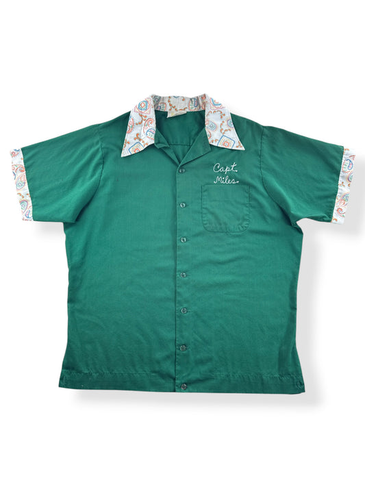 Front of Vintage King Louie Paisley Trim Bowling Shirt SZ L
