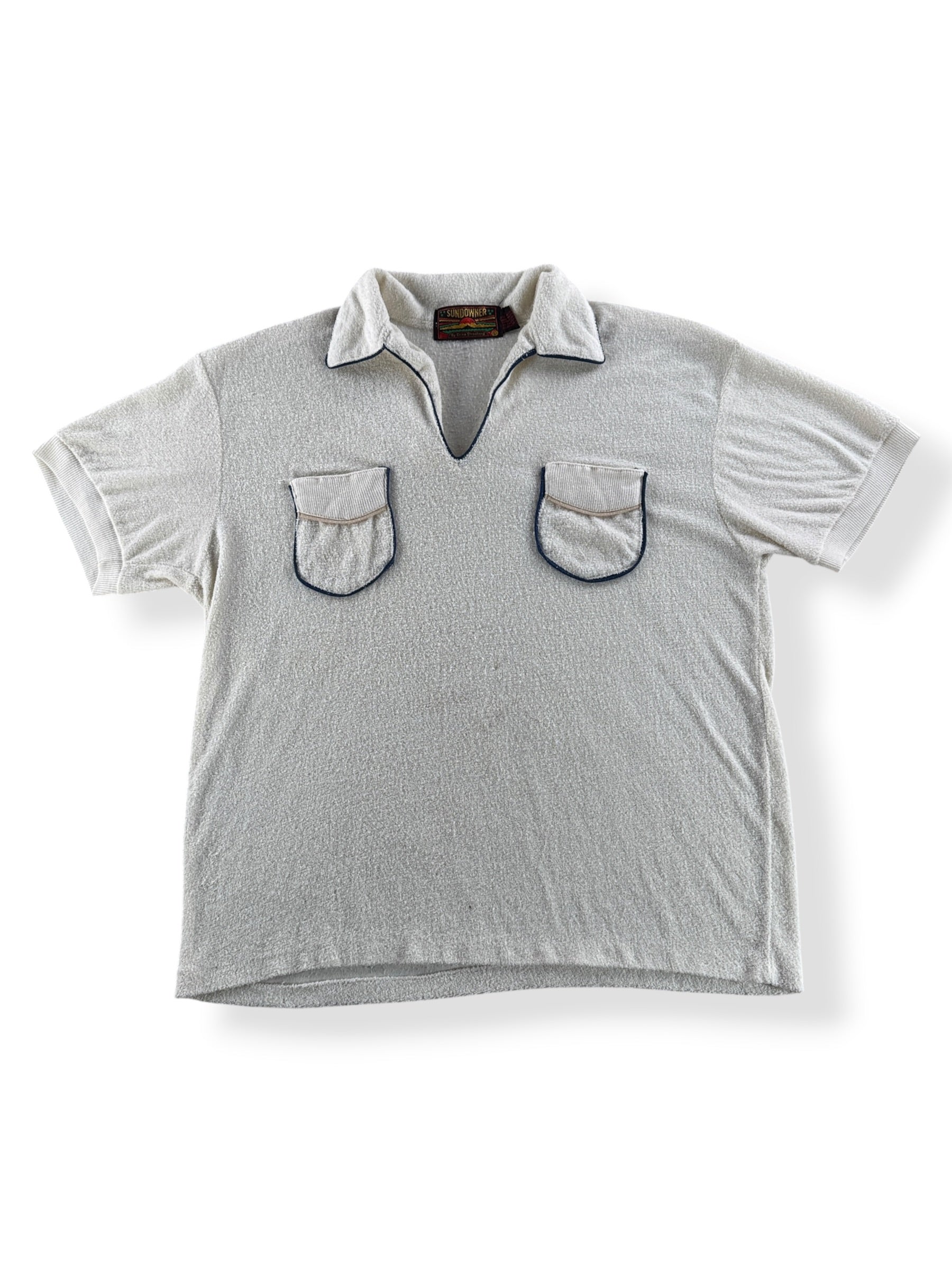 Front of Vintage 70's Sun Downer Terry Cloth Shirt SZ L