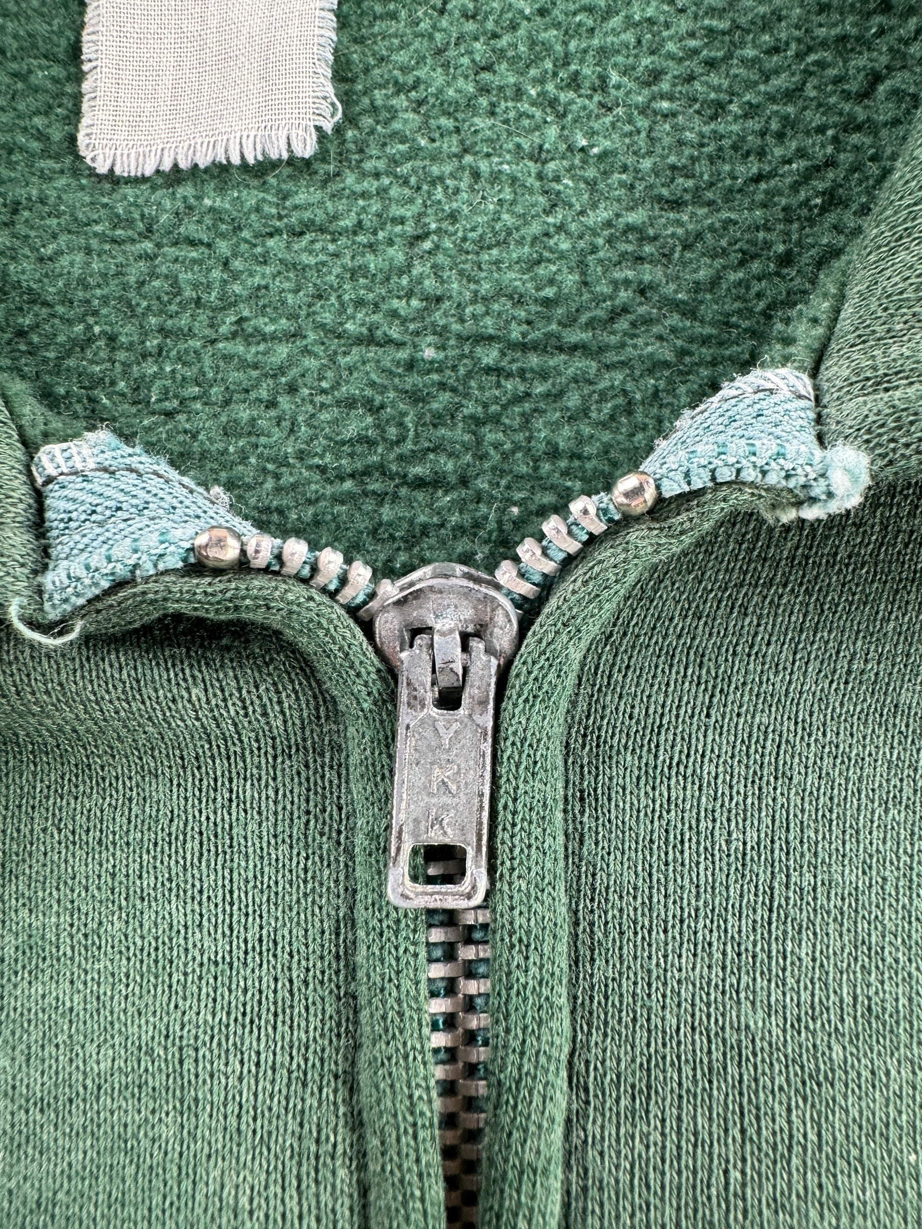Zipper on Vintage Green Shit Zip Up Sweatshirt SZ M