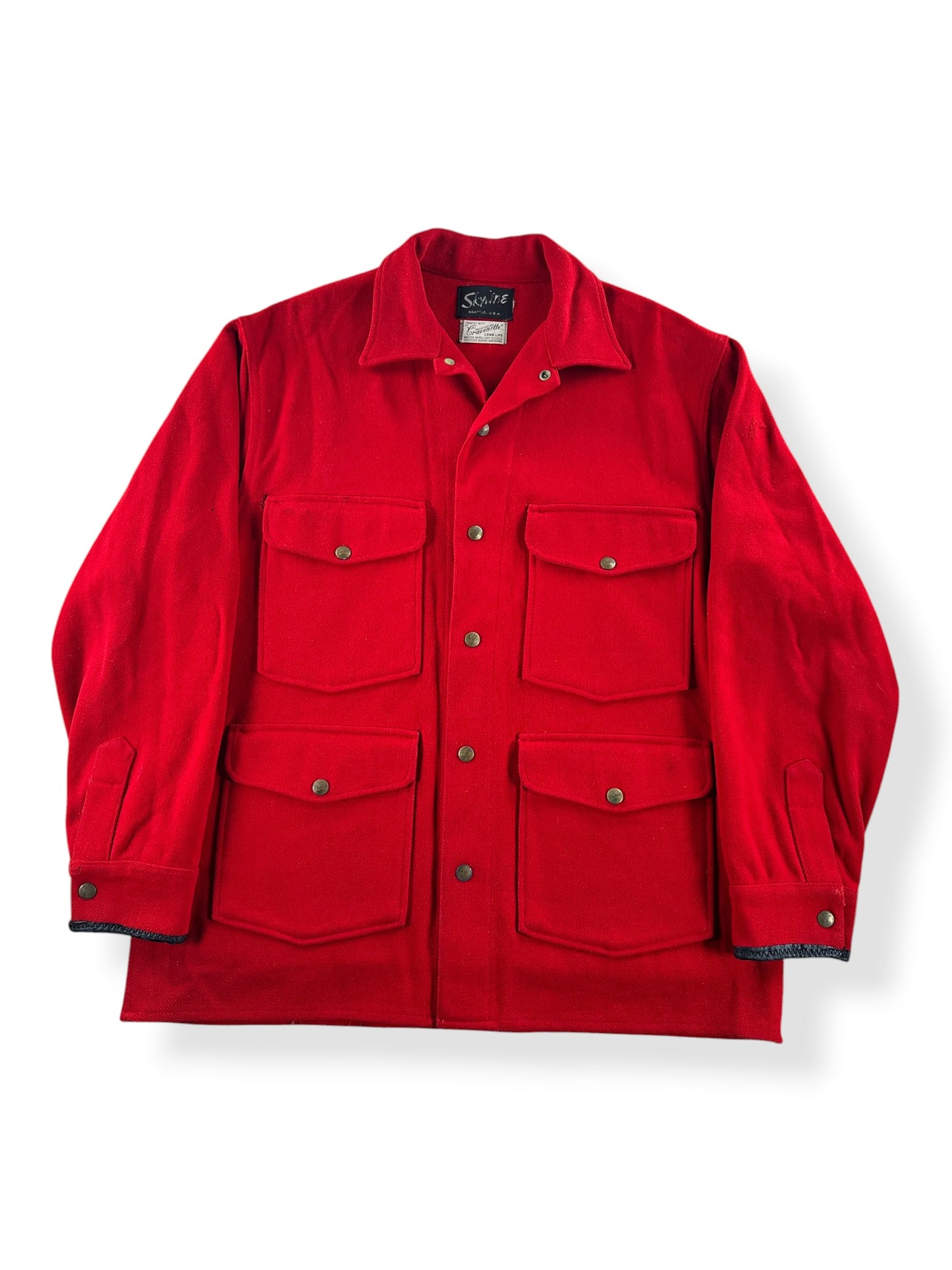 Front of Vintage Red Wool Skyline Cruiser Jacket SZ L