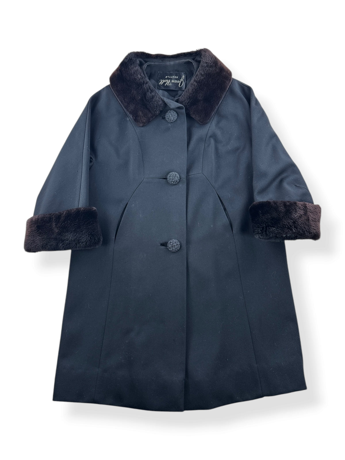 Front of Vintage Black Swing Coat SZ M