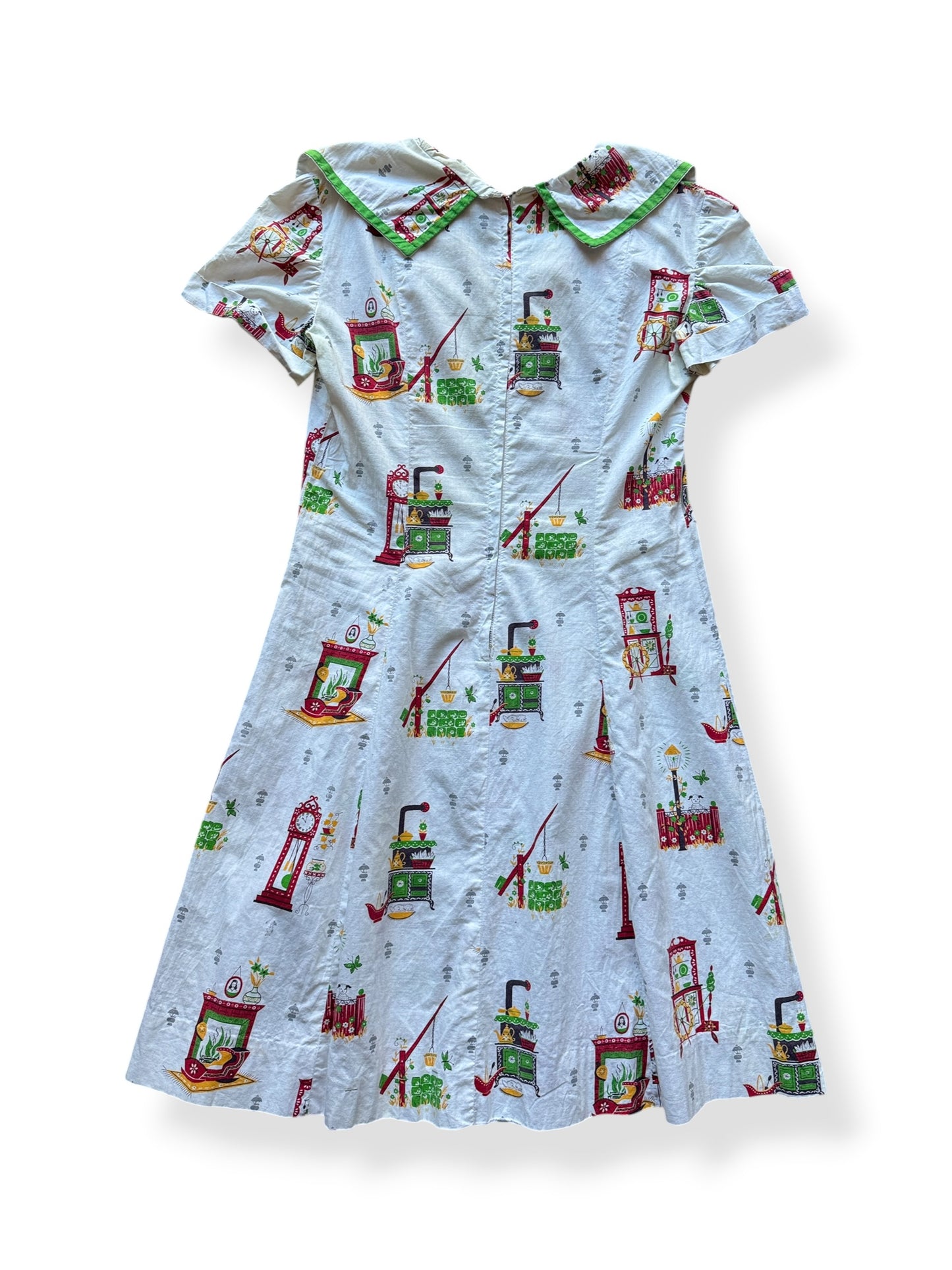 Back of Vintage Novelty Print Cotton Dress SZ L - AS IS
