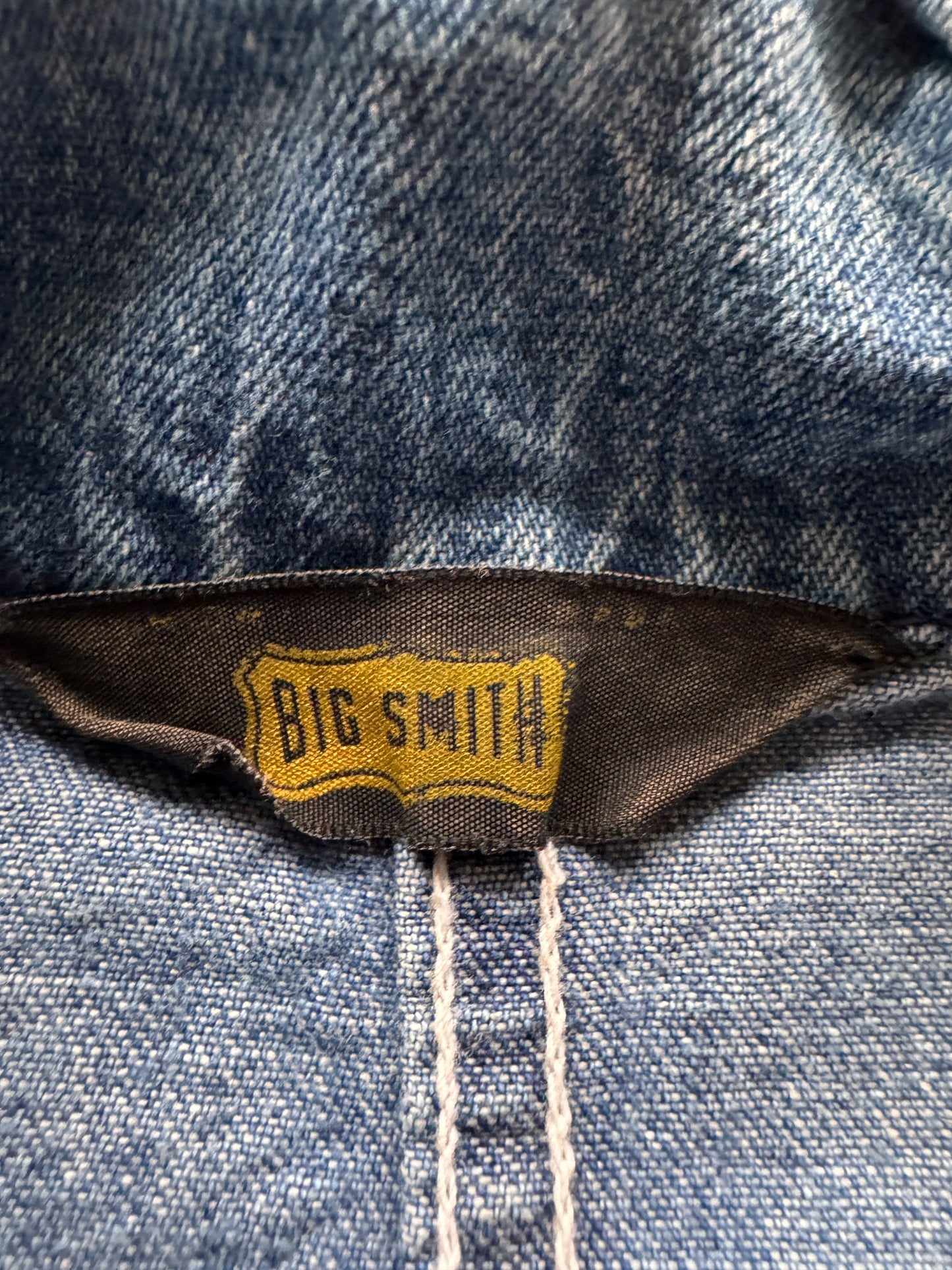 tag on Vintage Big Smith 3 Pocket Denim Chore Coat SZ XL