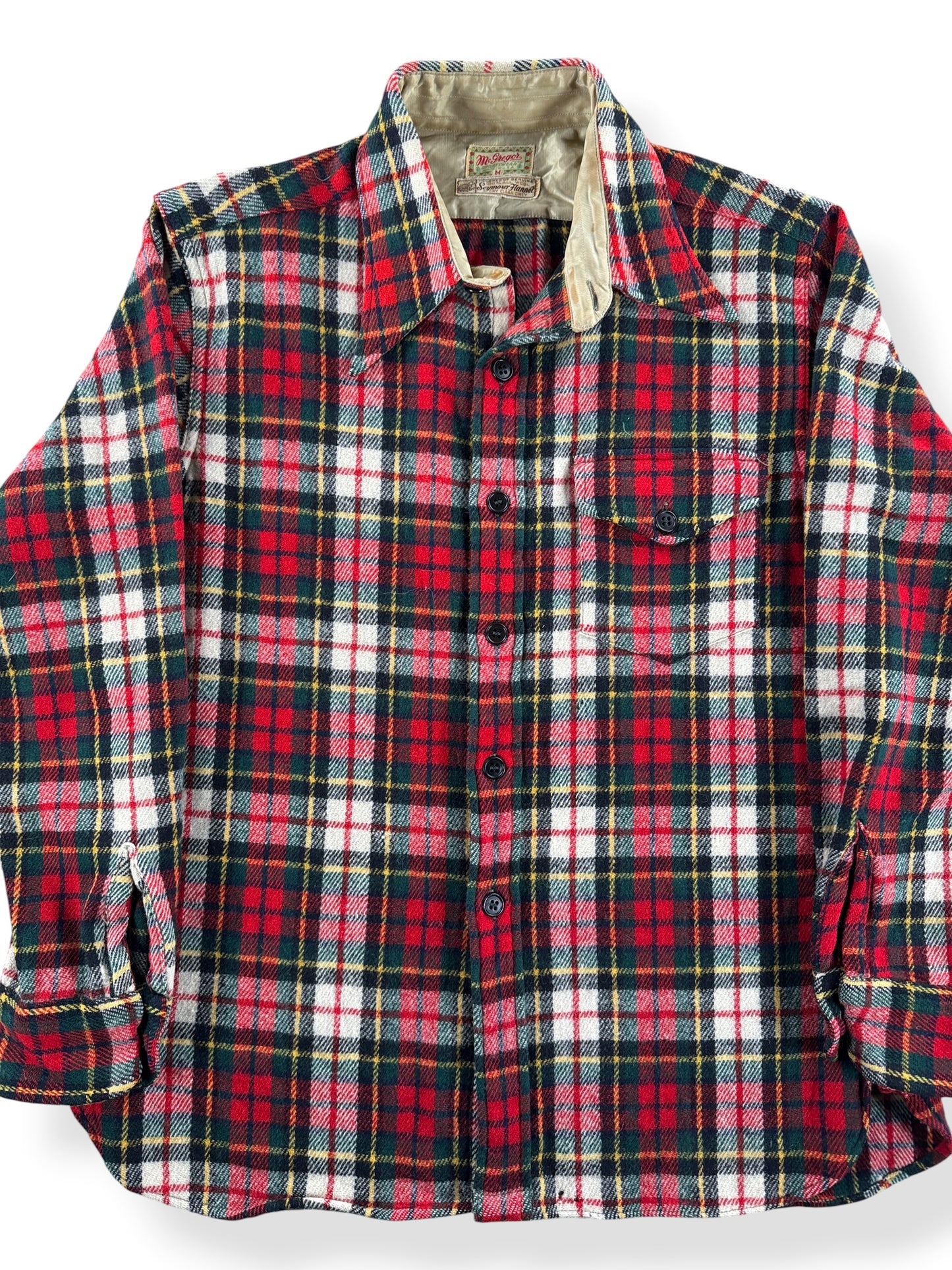 Front Close Up of Vintage McGregor Seymour Flannel Shirt SZ M