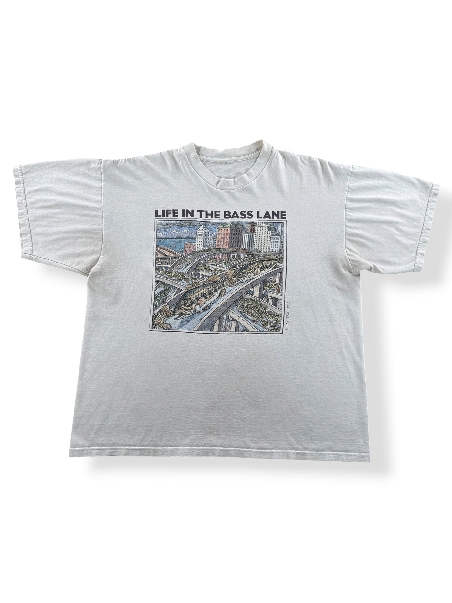 Front of Vintage Ray Troll Life In The Bass Lane Tee SZ XL
