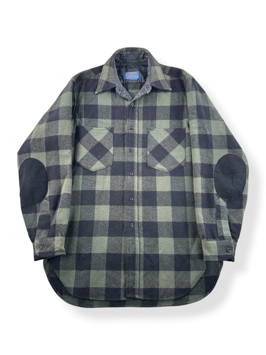 Front of Vintage Pendleton Green and Black Plaid Flannel SZ M