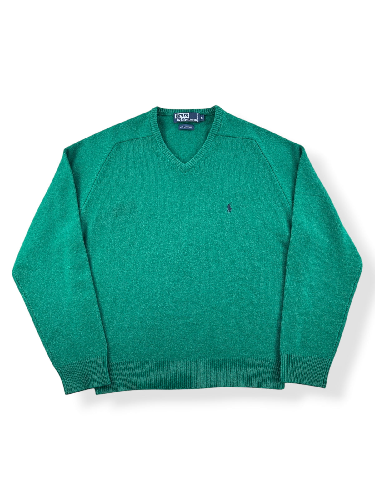 Front of Vintage Green Polo Lambswool Sweater SZ M