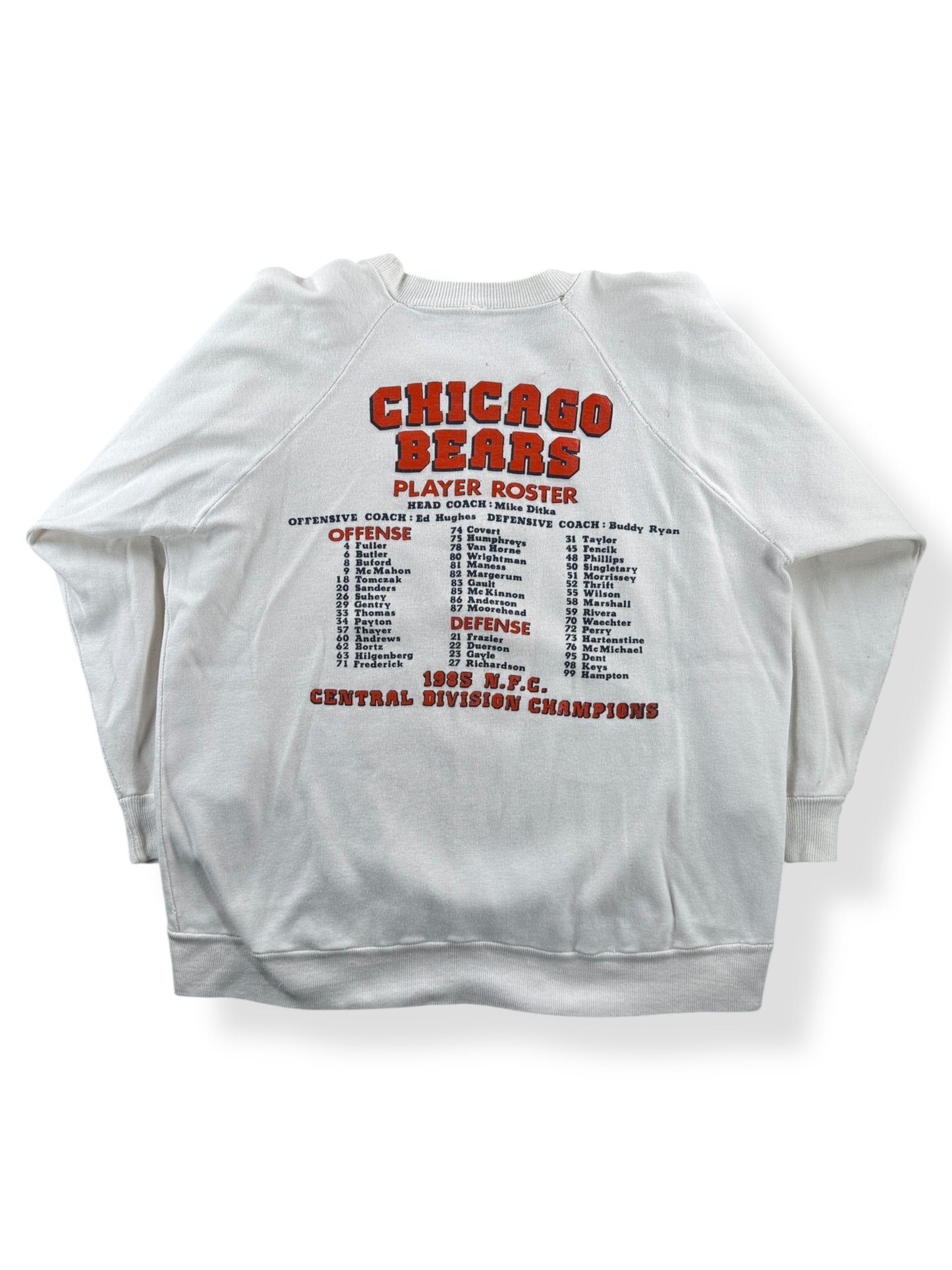 Back of Vintage Super Bowl 85 Chicago Bears Crewneck SZ S