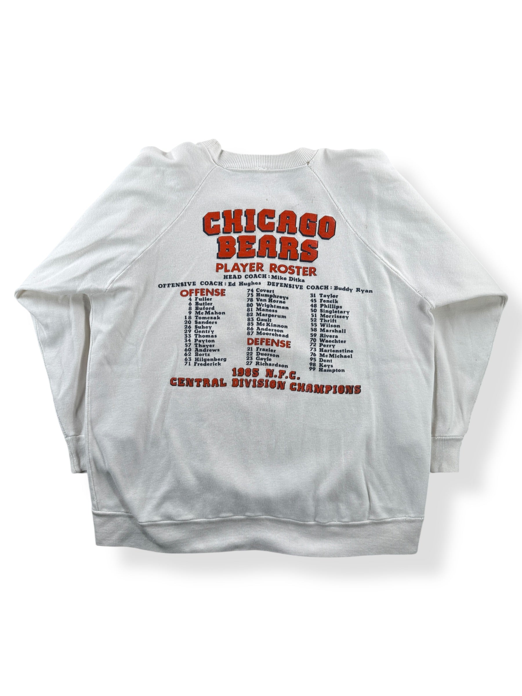 Back of Vintage Super Bowl 85 Chicago Bears Crewneck SZ S