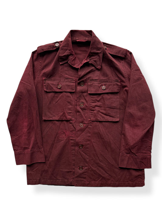 Front of Vintage Red Overdyed HBT Euro Military Top SZ M