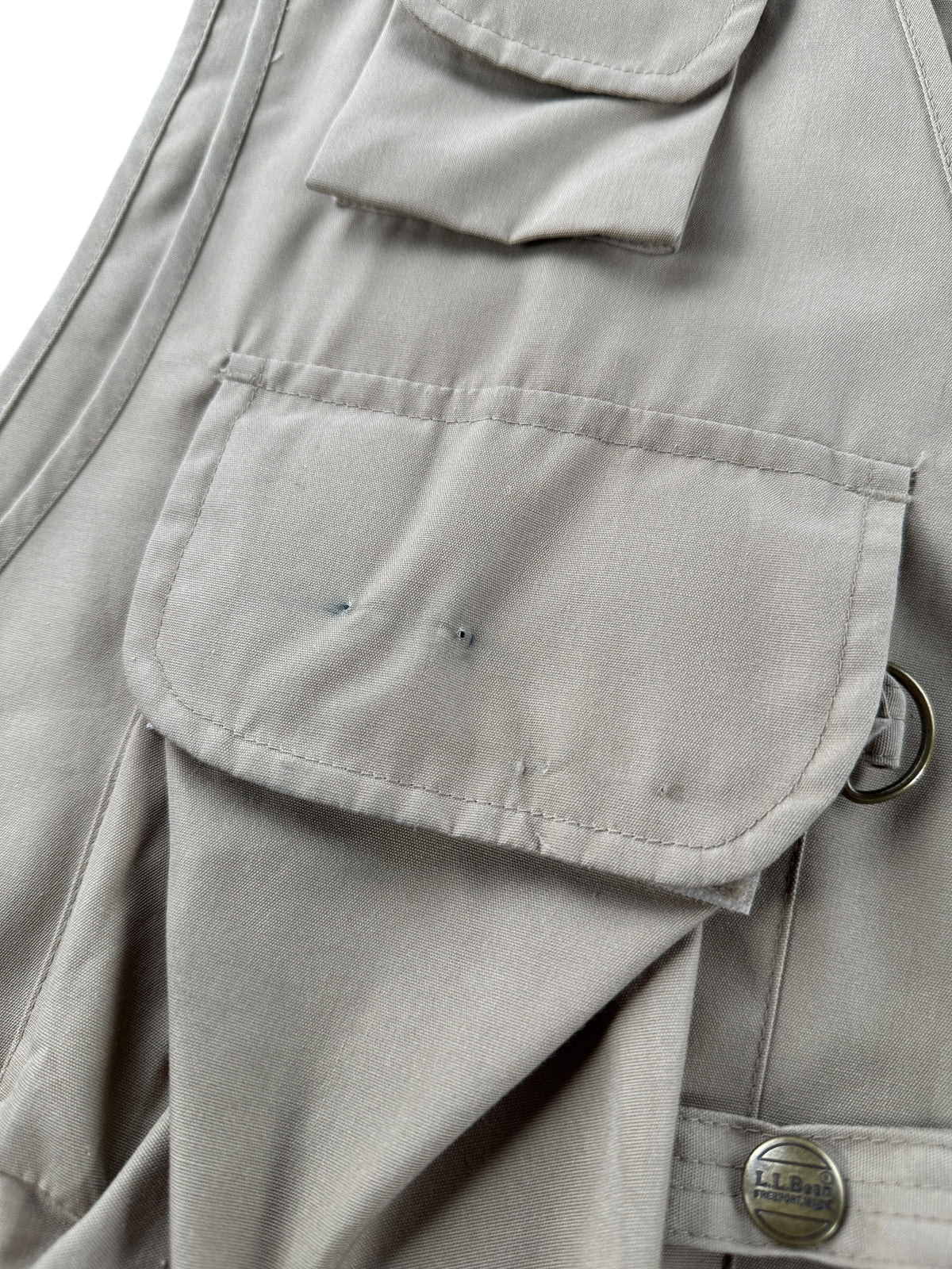 Pinholes on pocket of Vintage L.L. Bean Fishing Vest SZ XL (Fits L)