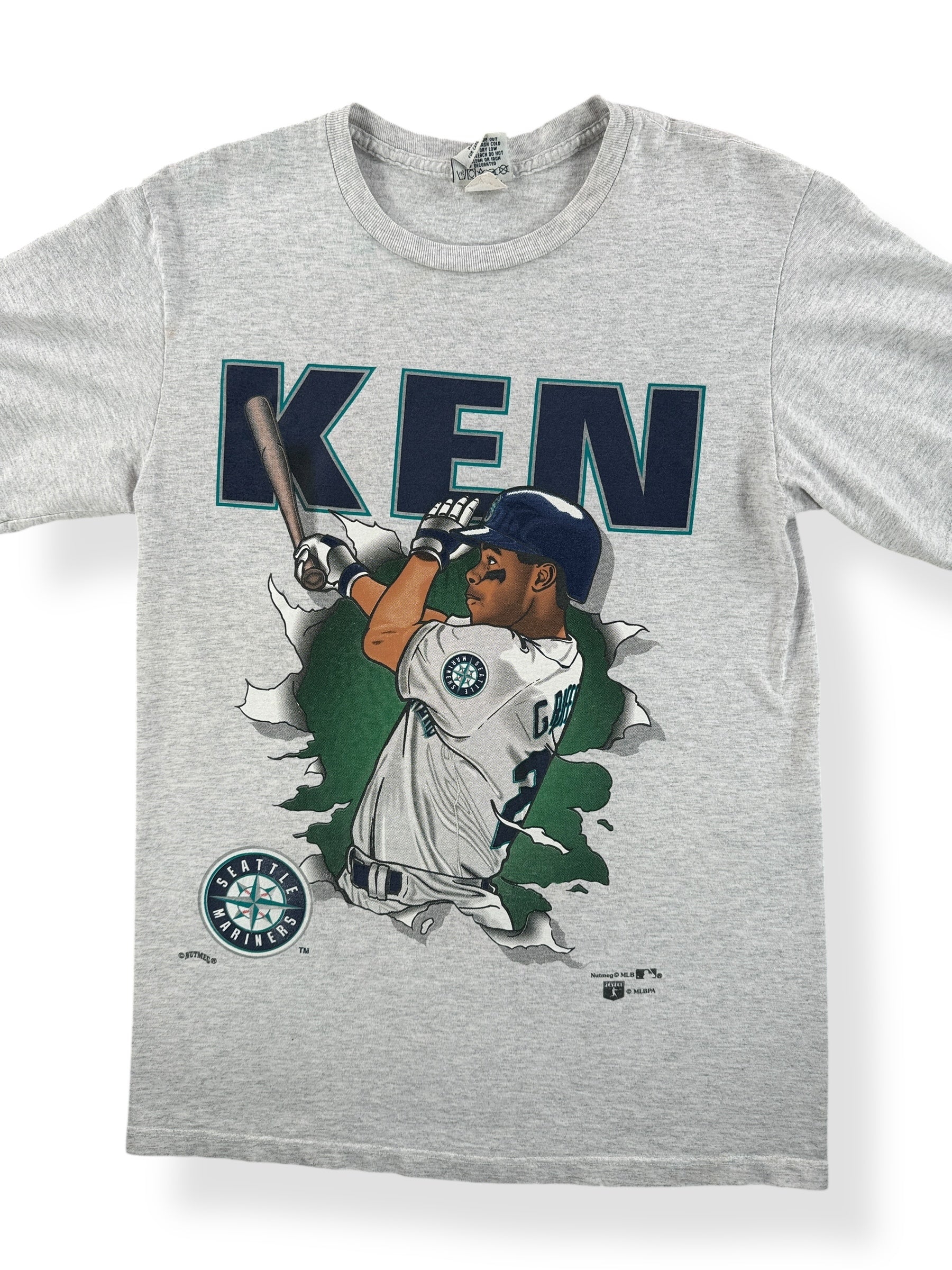 Front Close Up of Vintage Nutmeg Ken Griffey Jr 2-Sided Tee SZ M