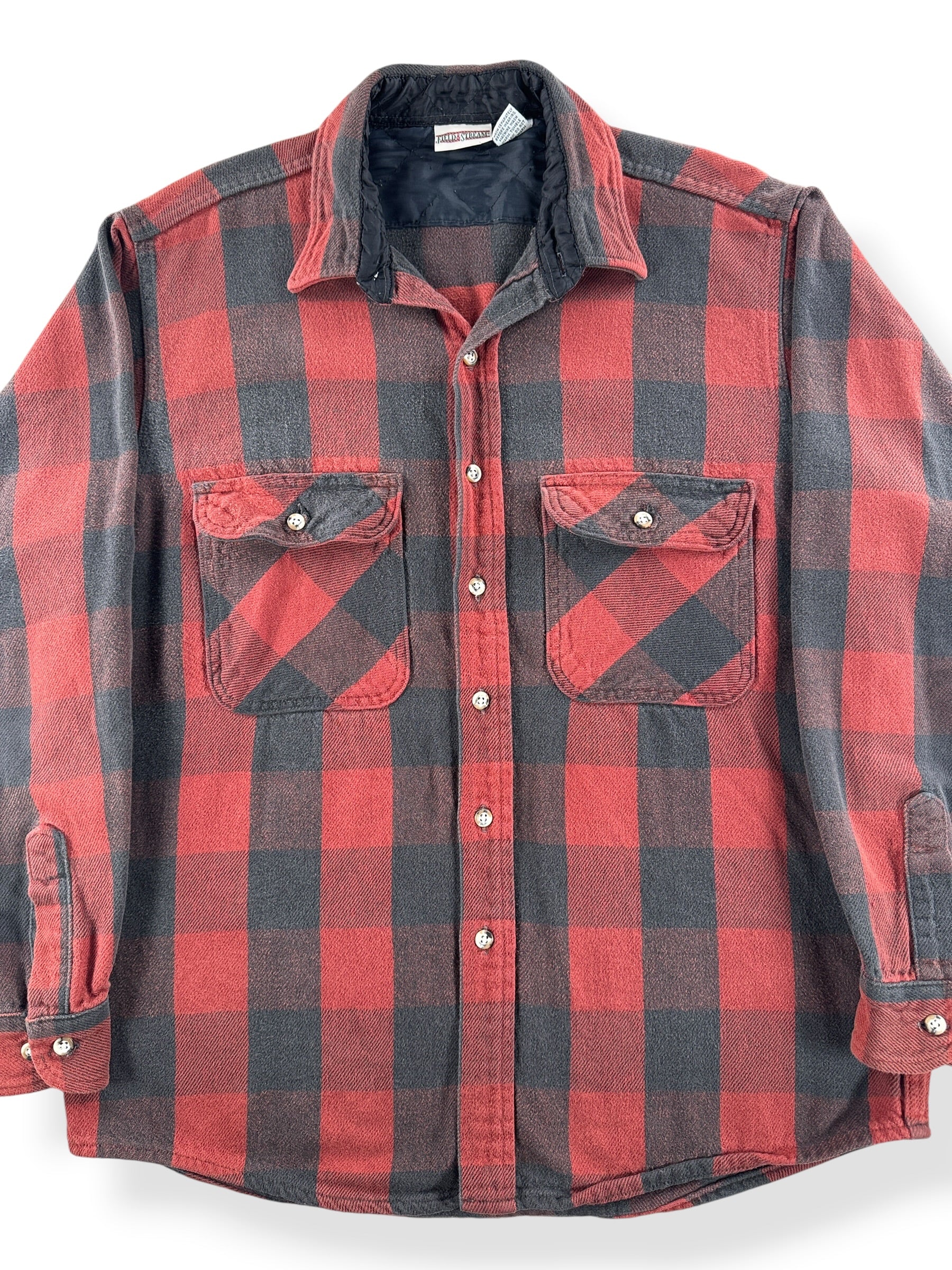 Front Close Up of Vintage 80’s Field & Stream Cotton Flannel SZ L