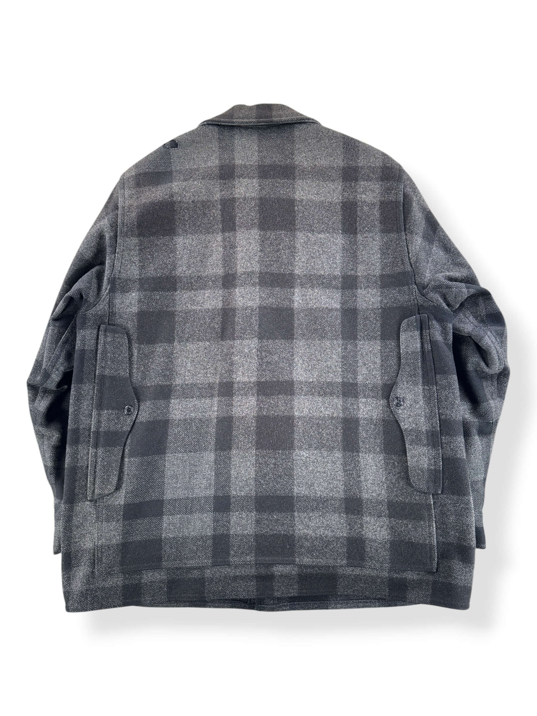 Back of Vintage 90s Era Filson Black & Charcoal Mackinaw Cruiser Jacket SZ XXL