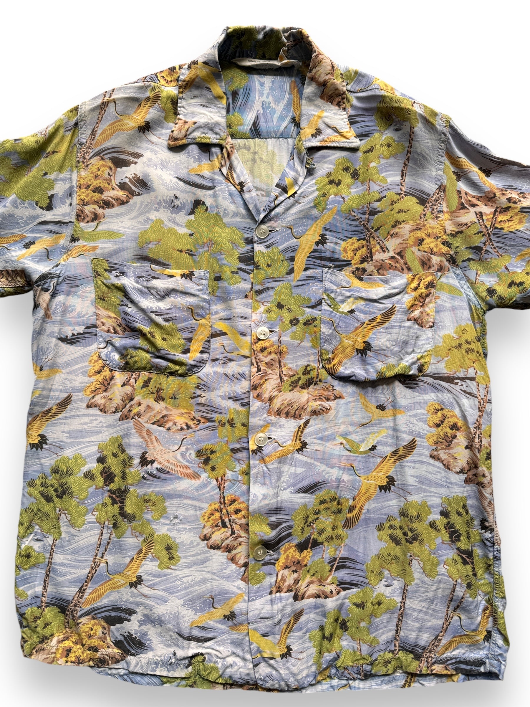 front close up of Vintage Bardon of Hollywood Rayon Aloha Shirt SZ S