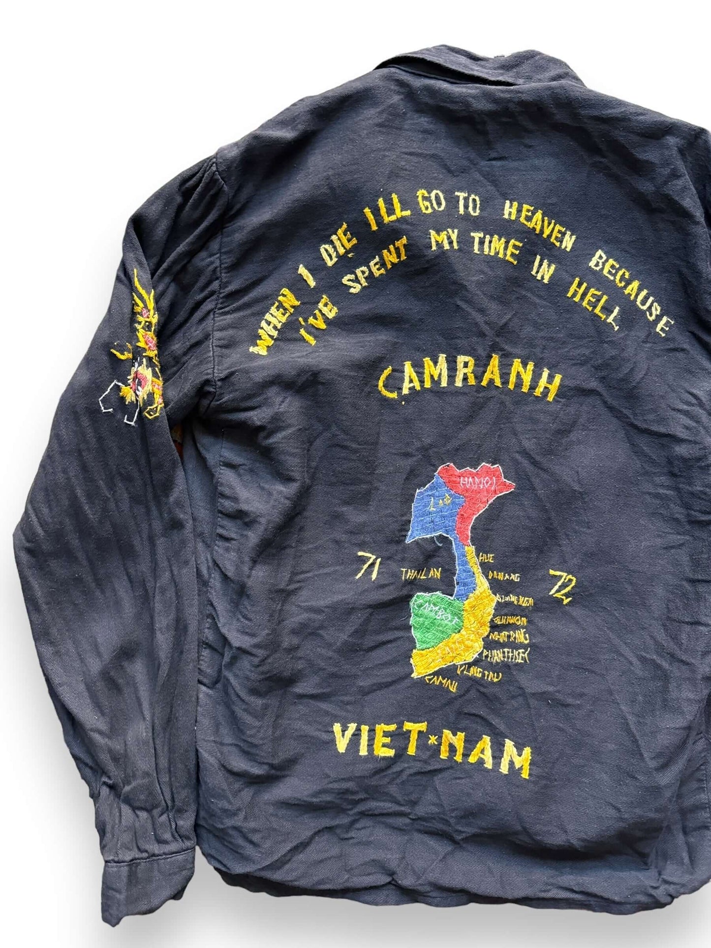 Left Rear View of Vintage Viet Nam Souvenir Jacket SZ XL