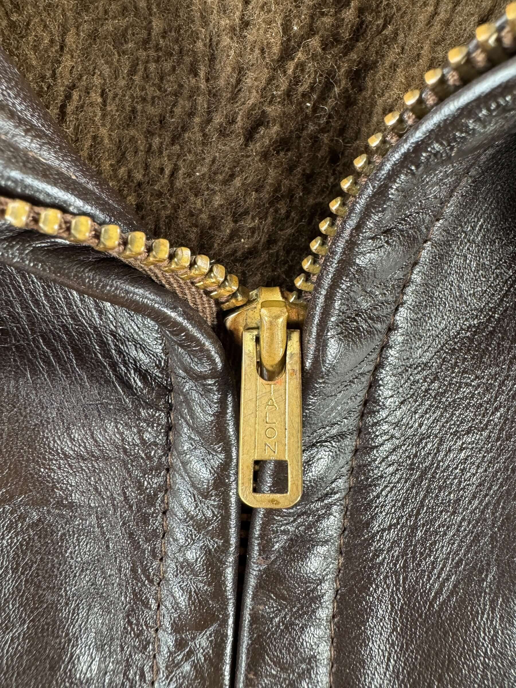 Zipper on Vintage Sportswear G-1 Style Leather Jacket SZ L