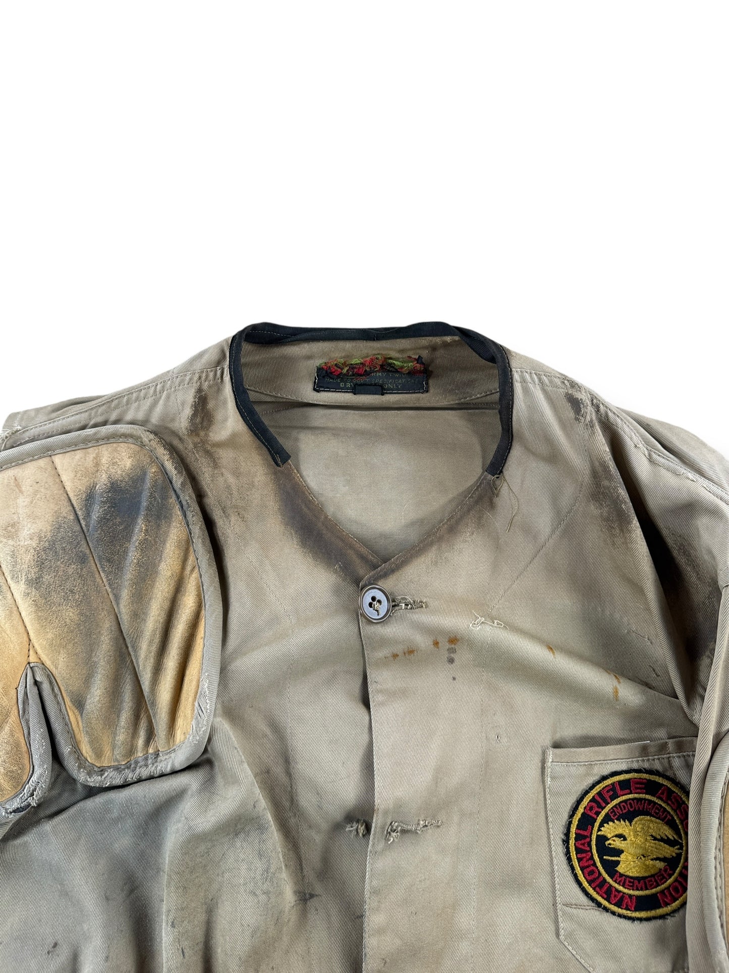 Collar on Vintage Shooting Jacket w/ Great Patches SZ 44 (Fits M)