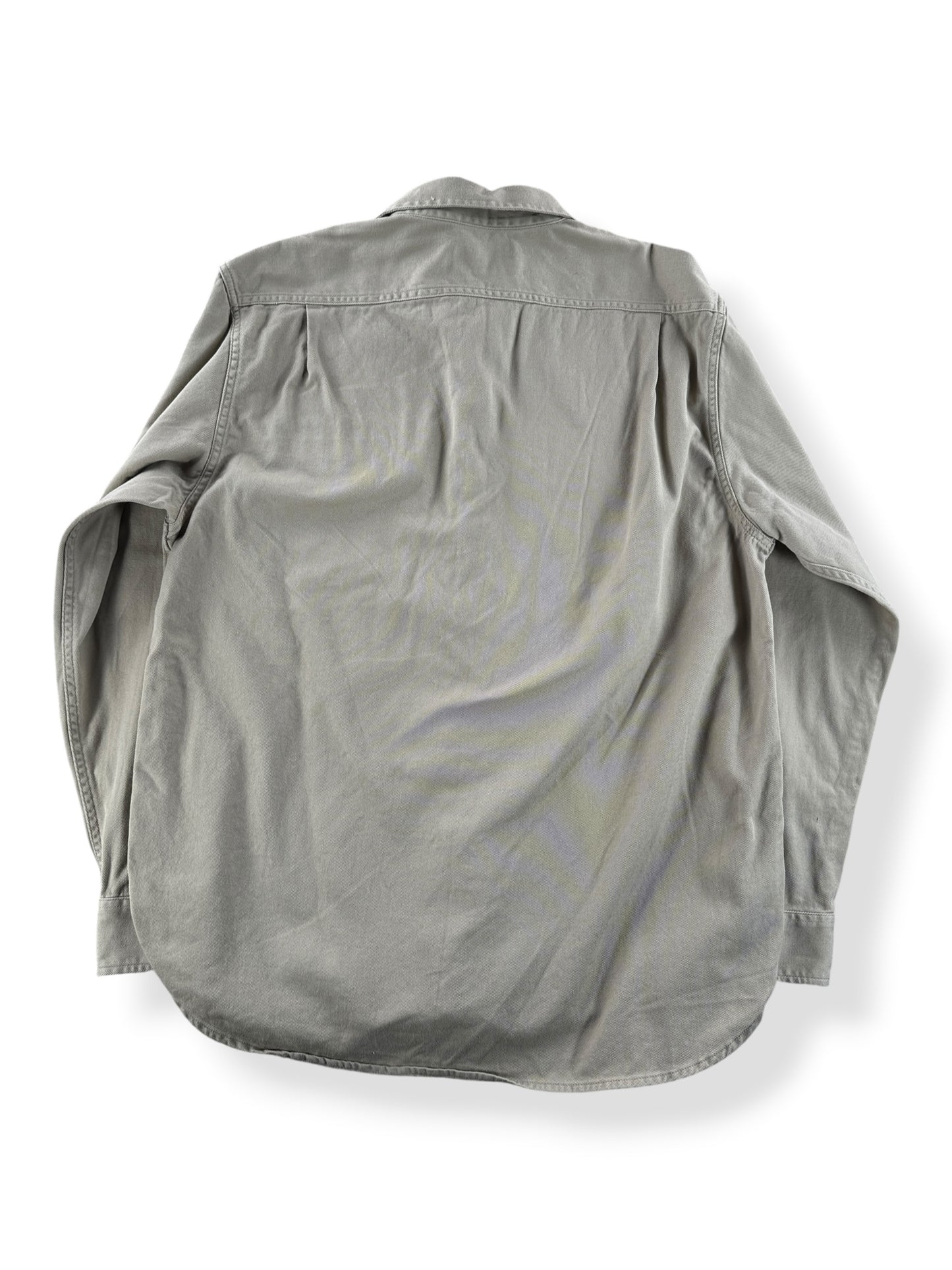 Back of Filson 6-Oz Drill Chino Shirt Khaki SZ L