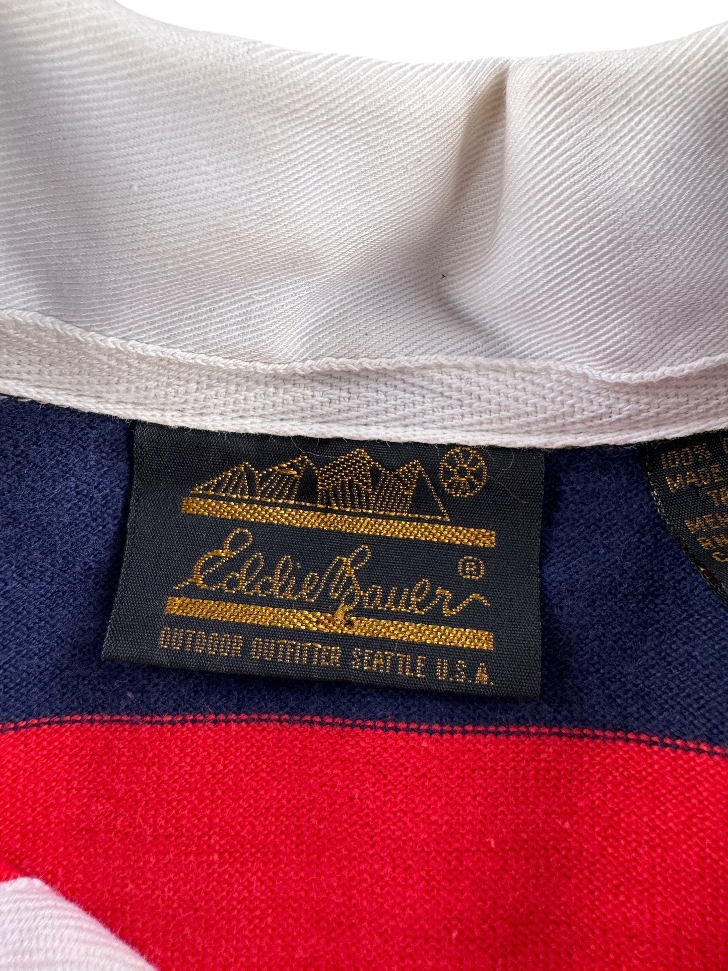 Tag of Vintage 90s Eddie Bauer Striped Rugby Polo SZ XL