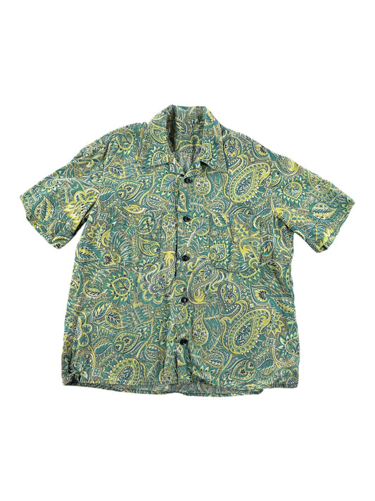 Front of Vintage Green Cotton Aloha Shirt SZ M